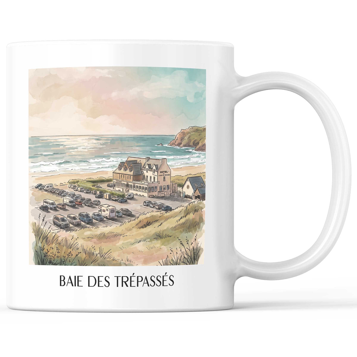 Baie des Trépassés Kaffeebecher - Cap Sizun - Frankreich Becher - Kaffeetasse im Aquarell Stil
