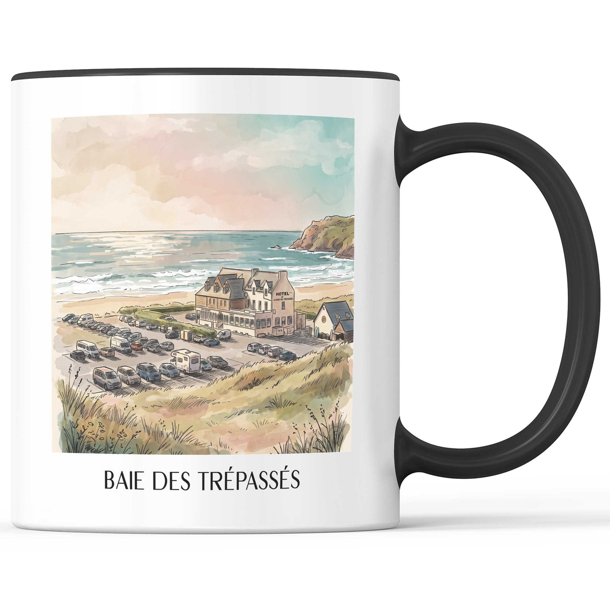 baie-des-trépassés-cap-sizun-frankreich-kaffeebecher-aquarell