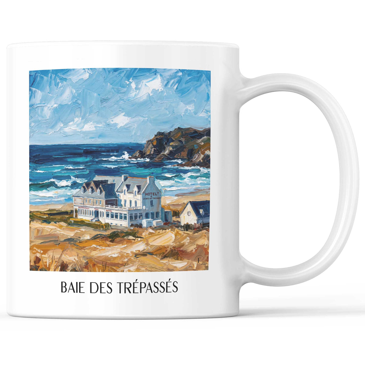 Baie des Trépassés Kaffeebecher - Cap Sizun - Frankreich Becher - Kaffeetasse im Ölgemälde Stil