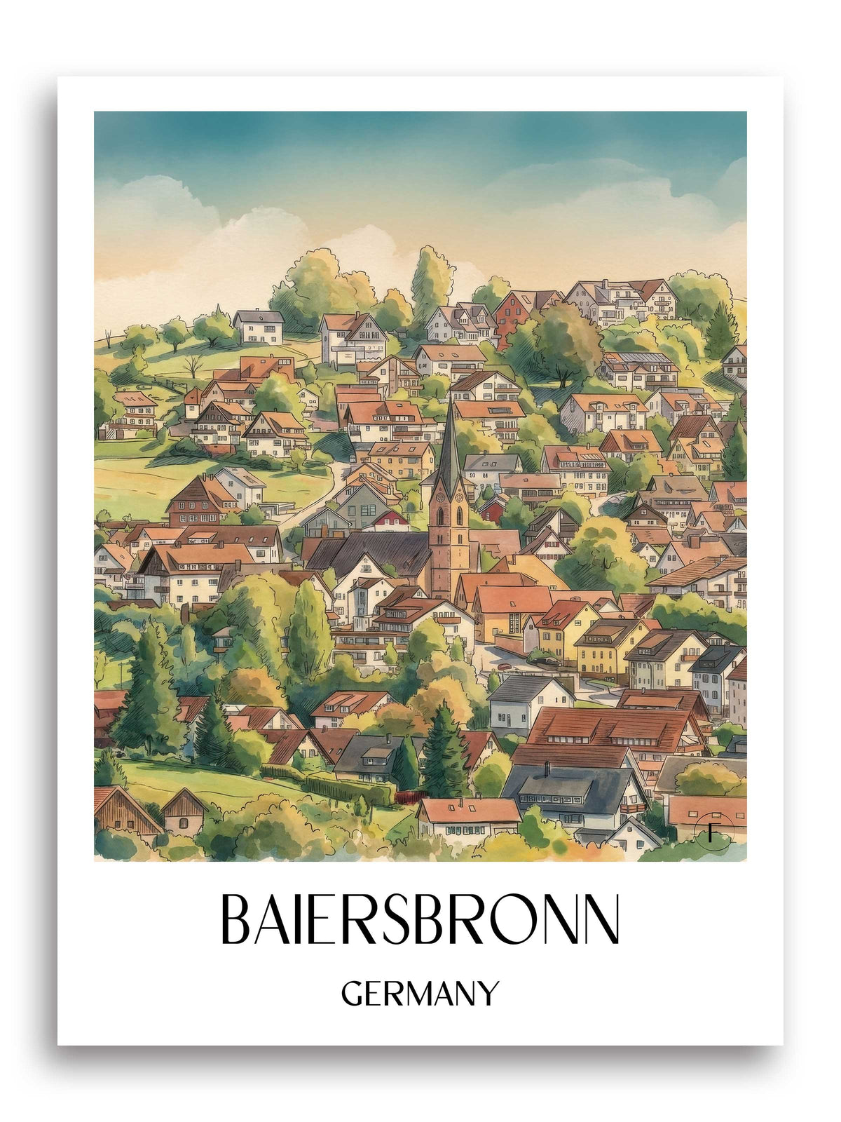 Baiersbronn Poster - Schwarzwald - Deutschland Kunstdruck - Aquarell von A4 bis A1 - favplace