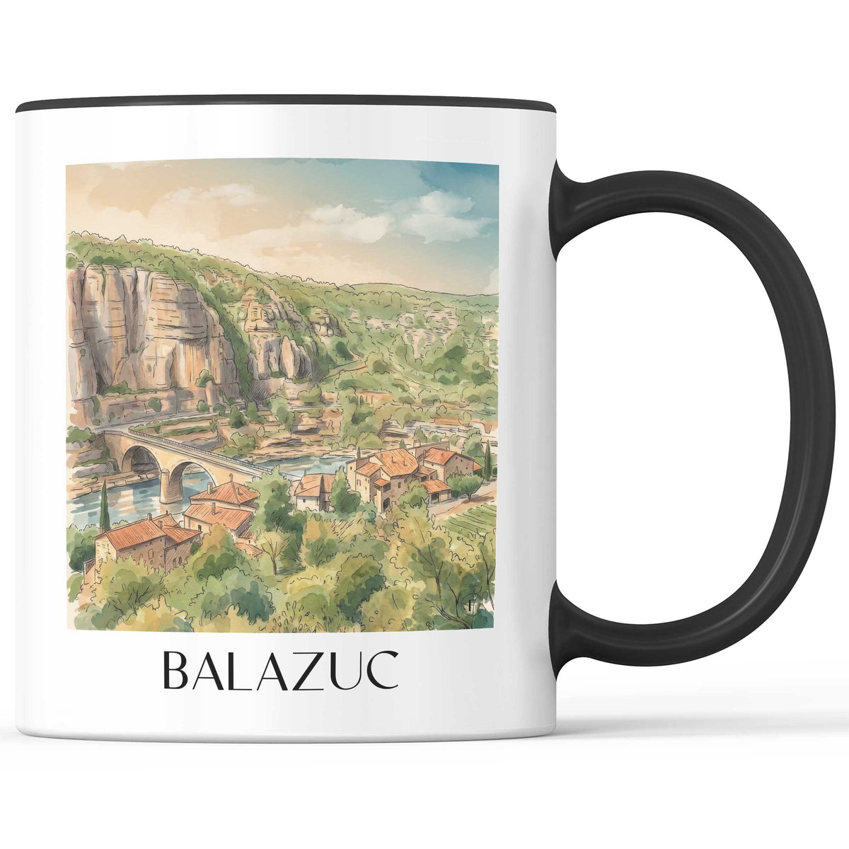 balazuc-vallée-de-l'ardèche-frankreich-kaffeebecher-aquarell
