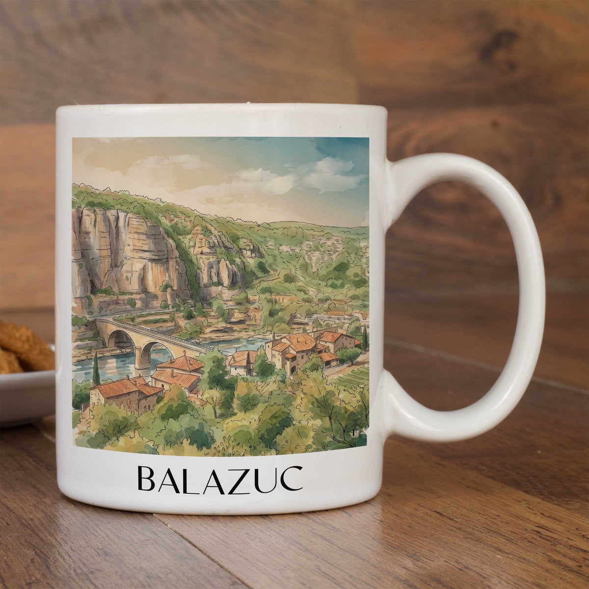 balazuc-vallée-de-l'ardèche-frankreich-kaffeebecher-aquarell