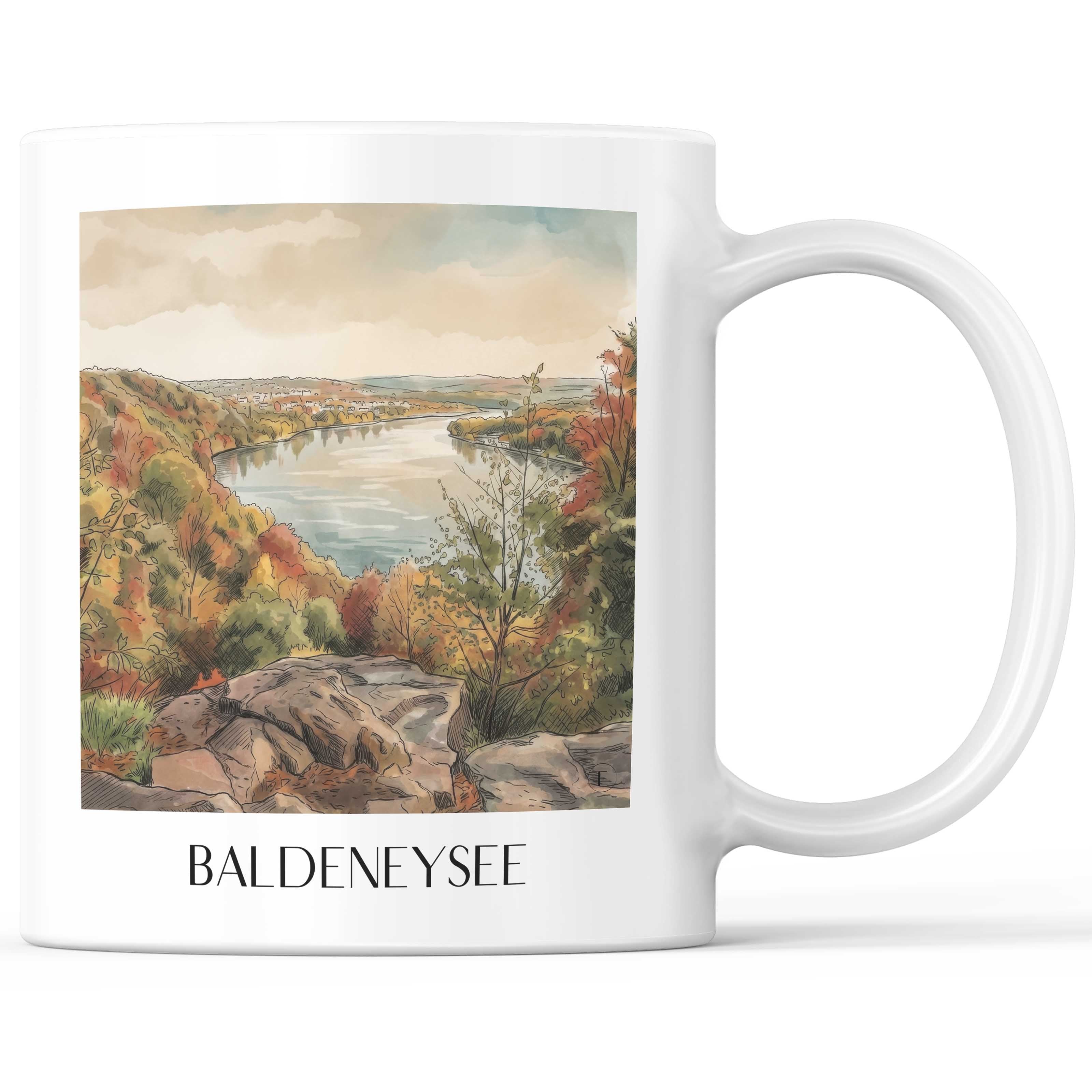 Baldeneysee Kaffeebecher - Essen - Deutschland Becher - Kaffeetasse im Aquarell Stil - favplace