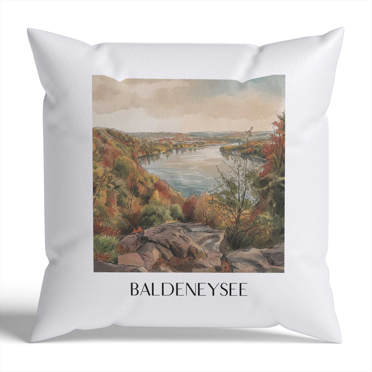baldeneysee-essen-deutschland-kissenbezug-aquarell