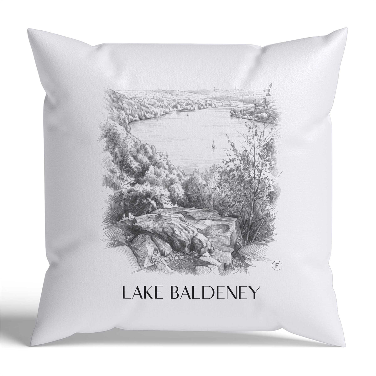 Baldeneysee Kissenhülle - Zierkissen Bezug - Essen - Deutschland Kissen bzw. Kissenbezug im Zeichnung Stil - favplace