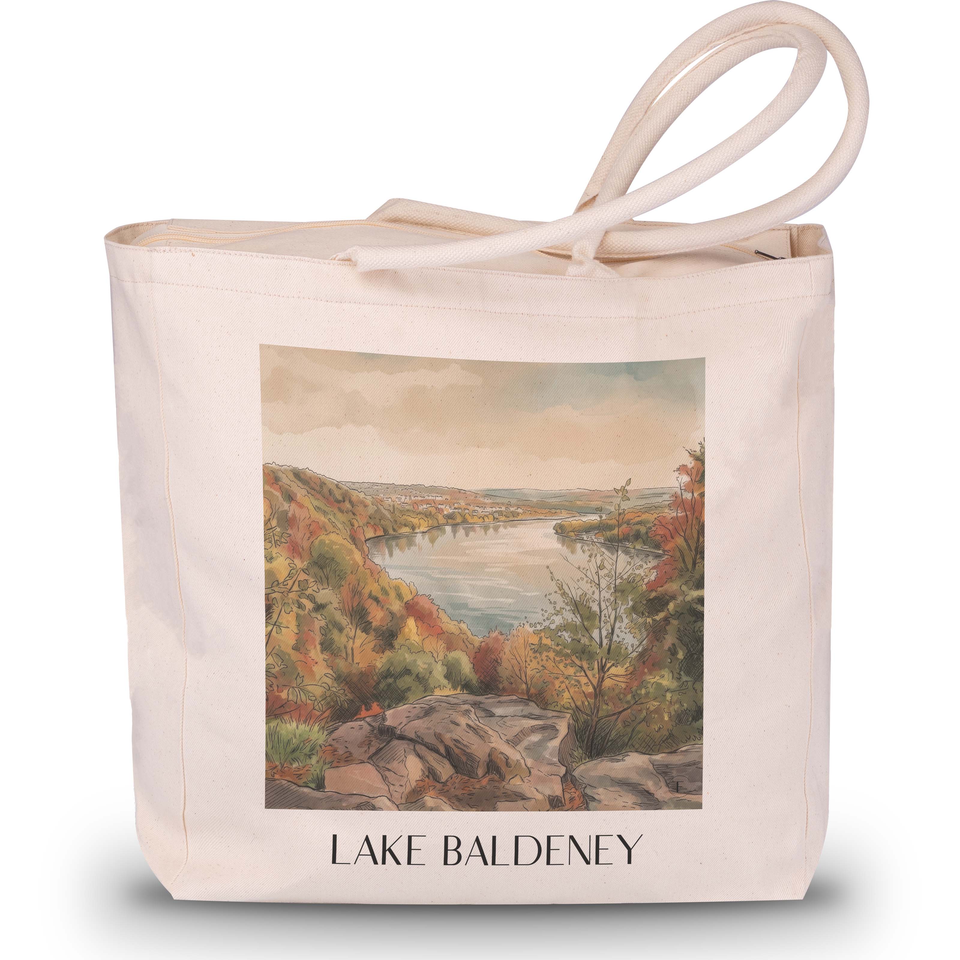 Baldeneysee Shopping Tasche - Essen - Deutschland Tote Bag - Einkaufstasche im Aquarell Stil - favplace