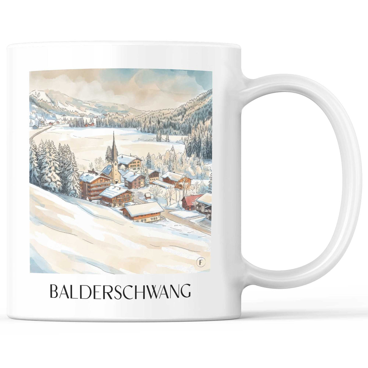 Balderschwang Kaffeebecher - Oberallgäu - Deutschland Becher - Kaffeetasse im Aquarell Stil - favplace