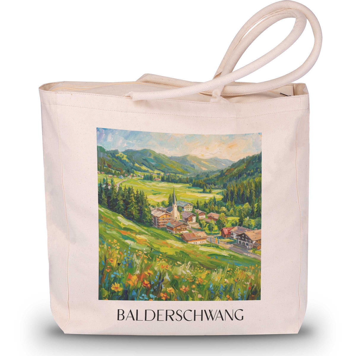 Balderschwang Shopping Tasche - Oberallgäu - Deutschland Tote Bag - Einkaufstasche im Ölgemälde Stil - favplace