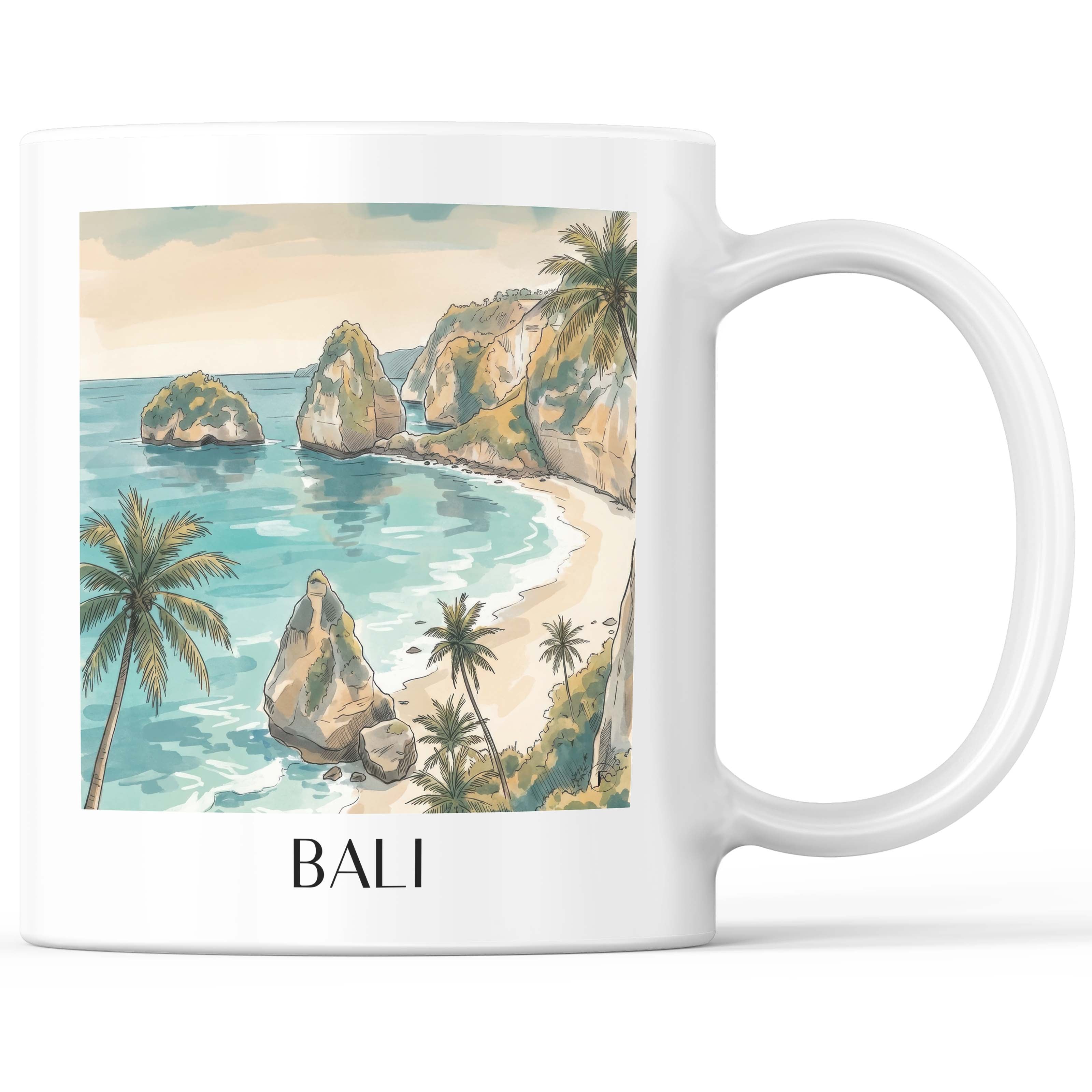 Bali - Indonesien Becher - Kaffeetasse im Aquarell Stil - favplace