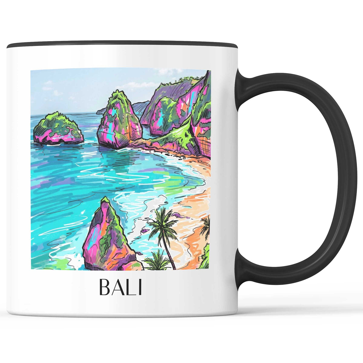 Bali - Indonesien Becher - Kaffeetasse im Tag Graffiti Stil - favplace