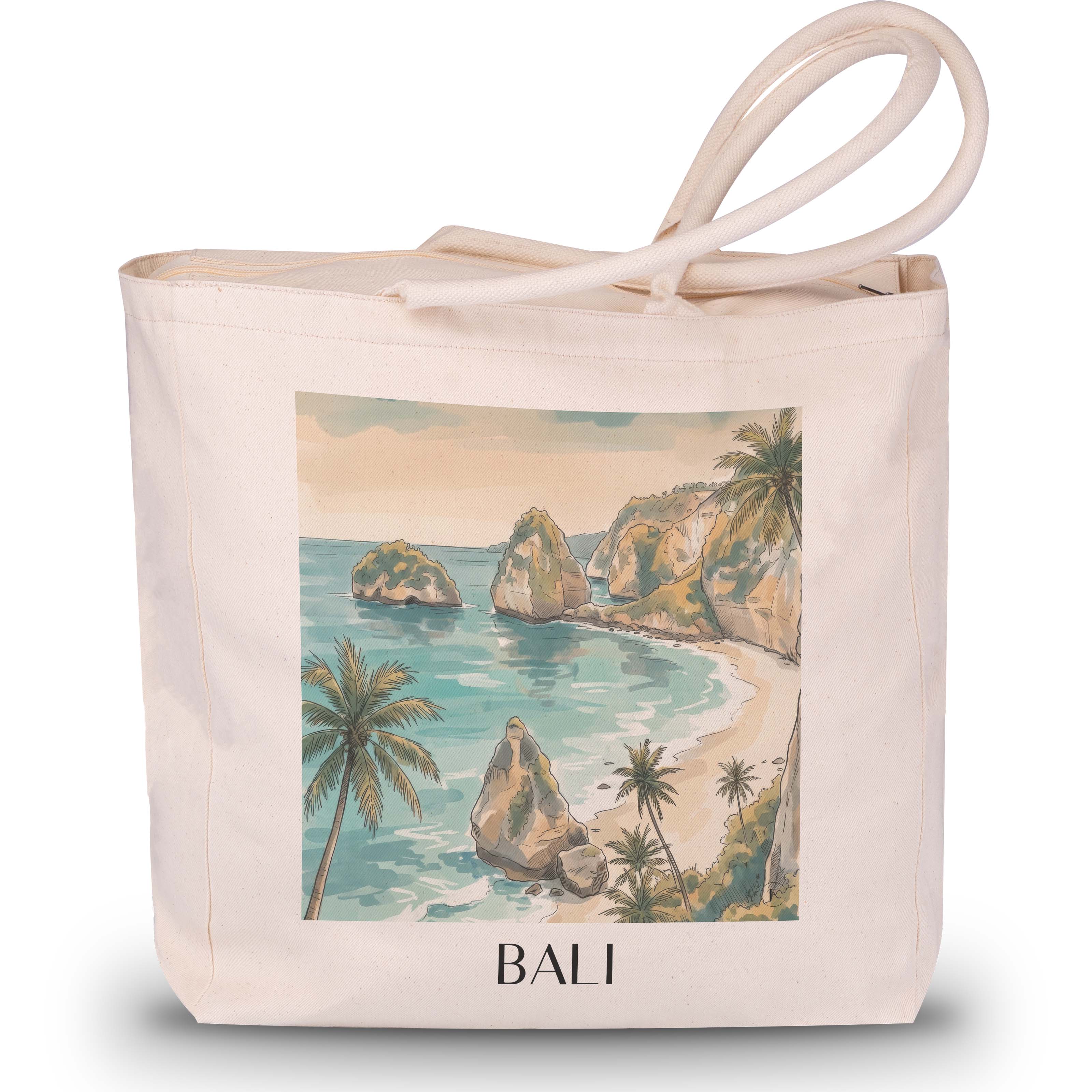 Bali - Indonesien Tote Bag - Einkaufstasche im Aquarell Stil - favplace