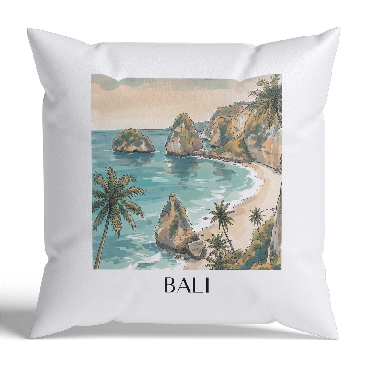 Bali Kissenhülle - Zierkissen Bezug - Indonesien - Indonesien Kissen bzw. Kissenbezug im Aquarell Stil - favplace