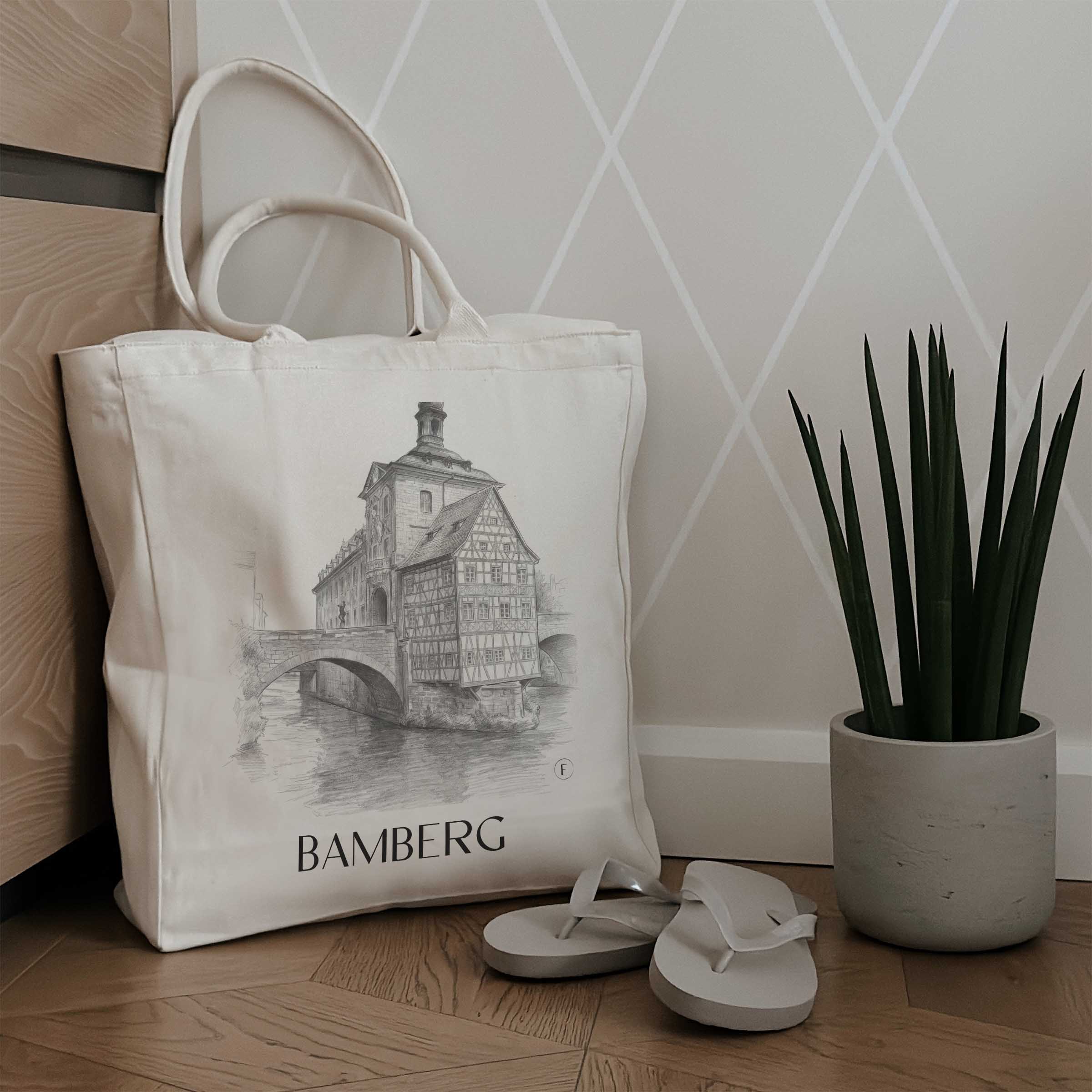 bamberg-deutschland-einkaufstasche-bleistift-zeichnung-drawing