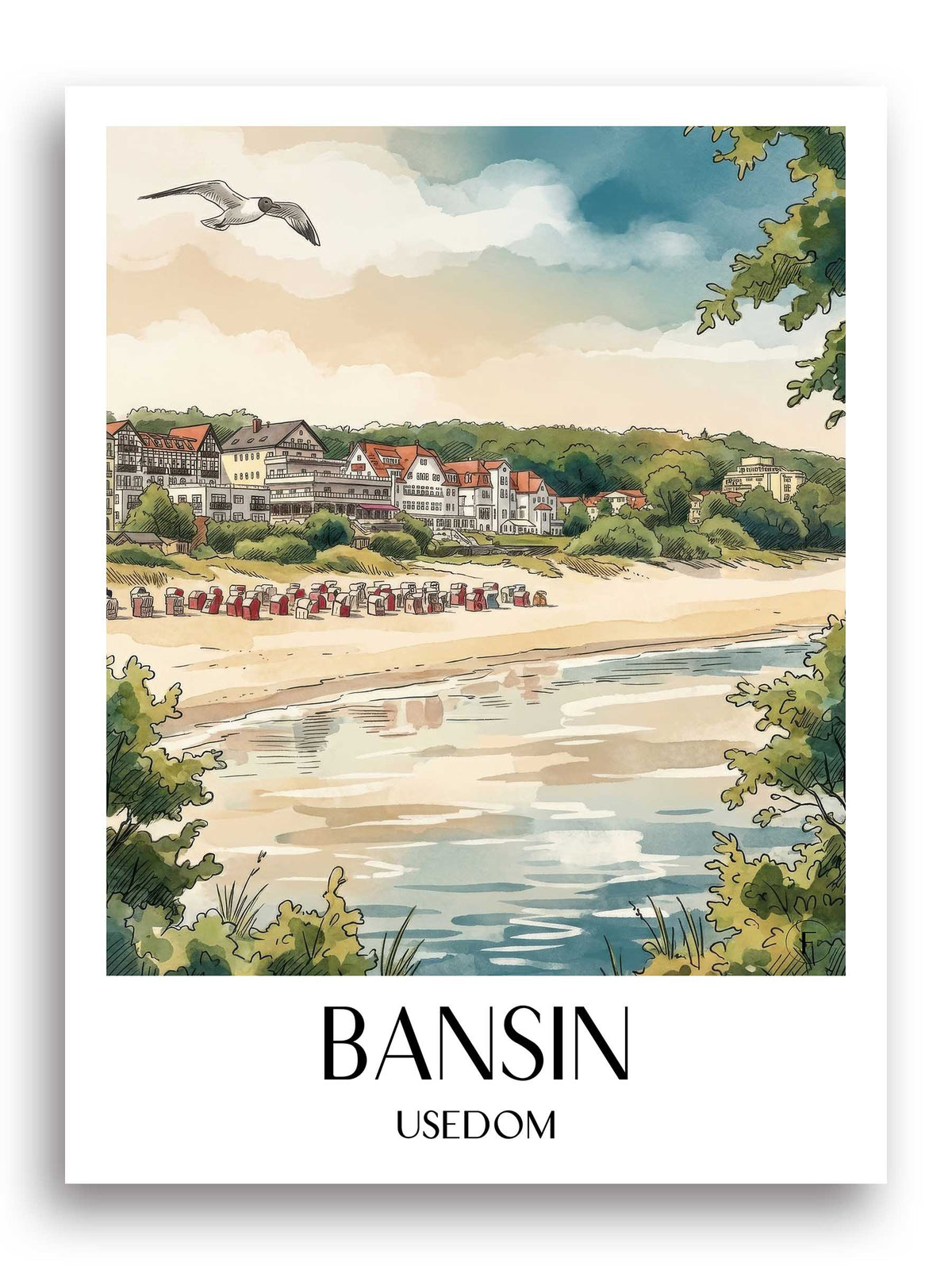 bansin-usedom-deutschland-poster-aquarell