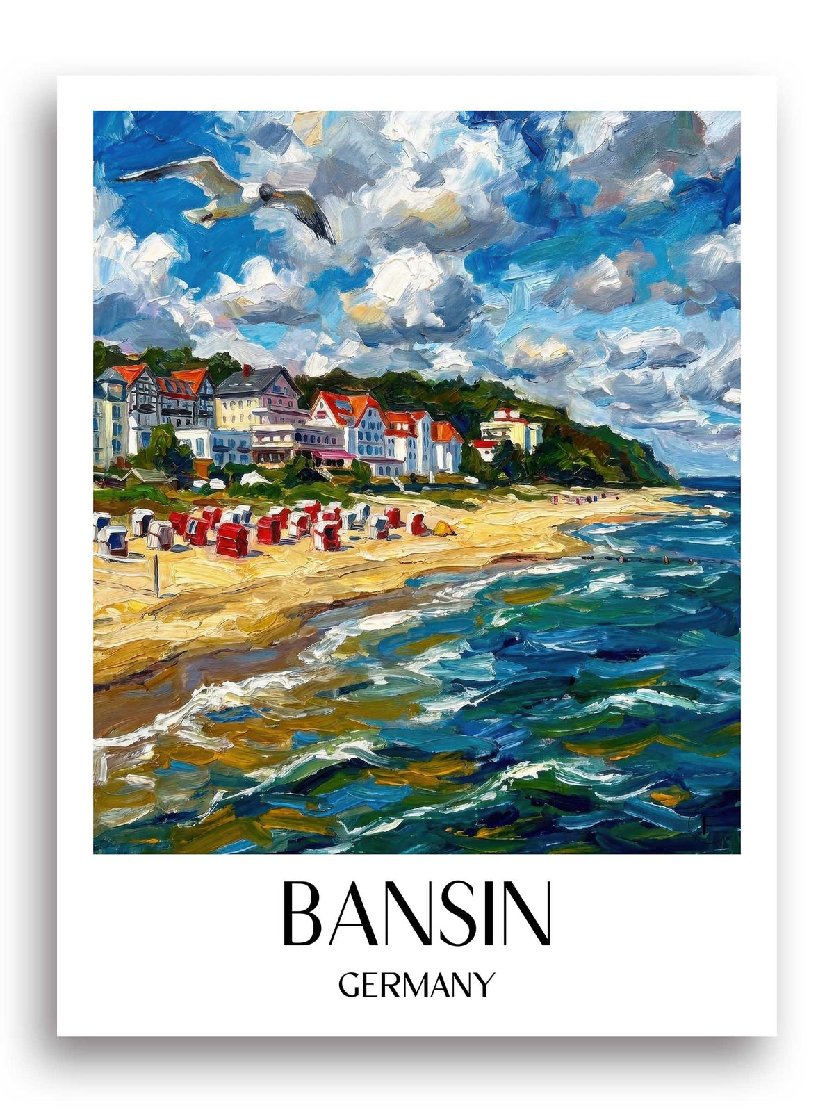 Bansin Poster - Usedom - Deutschland Kunstdruck - Ölgemälde von A4 bis A1 - favplace