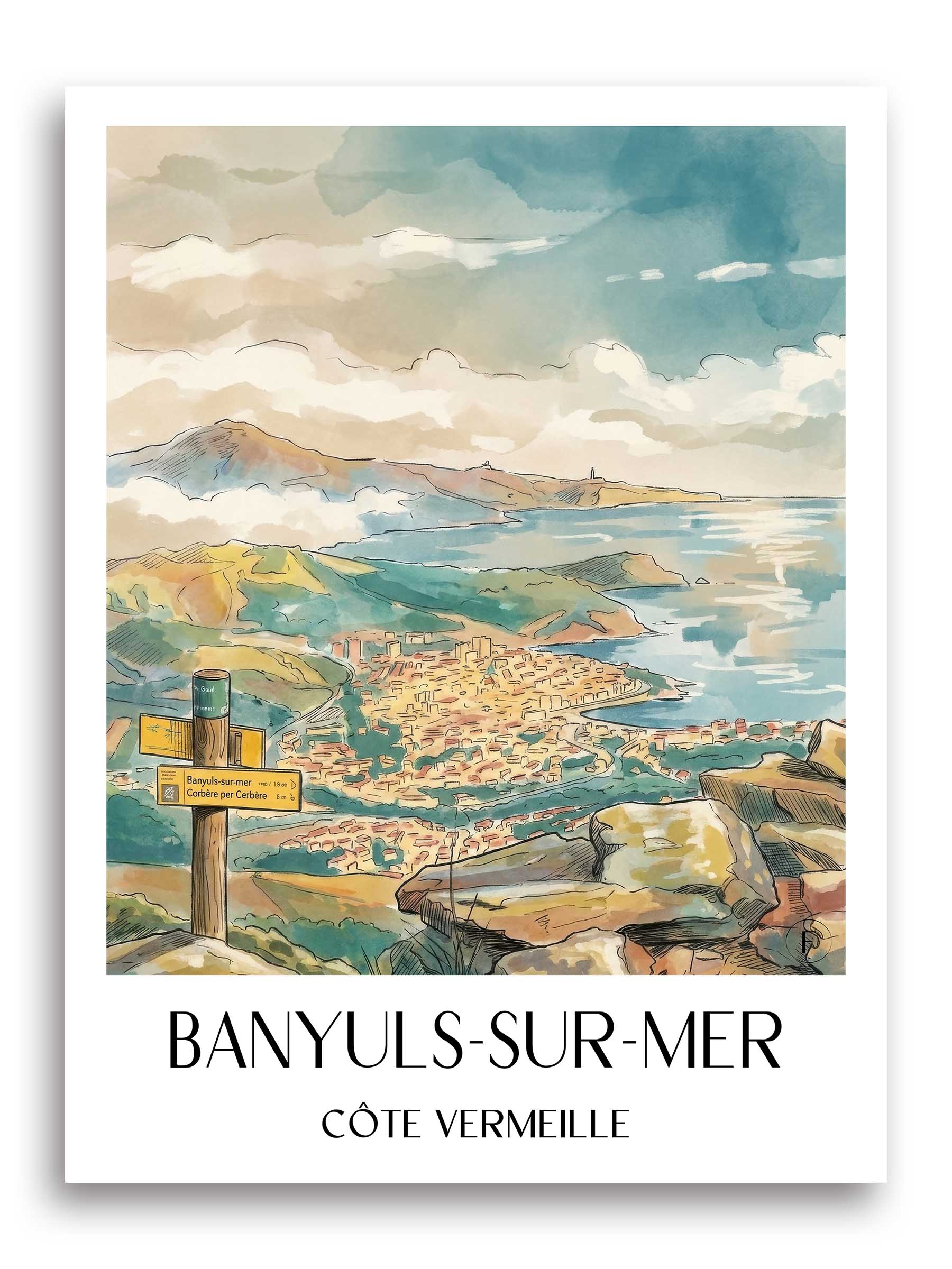 banyuls-sur-mer-côte-vermeille-frankreich-poster-aquarell