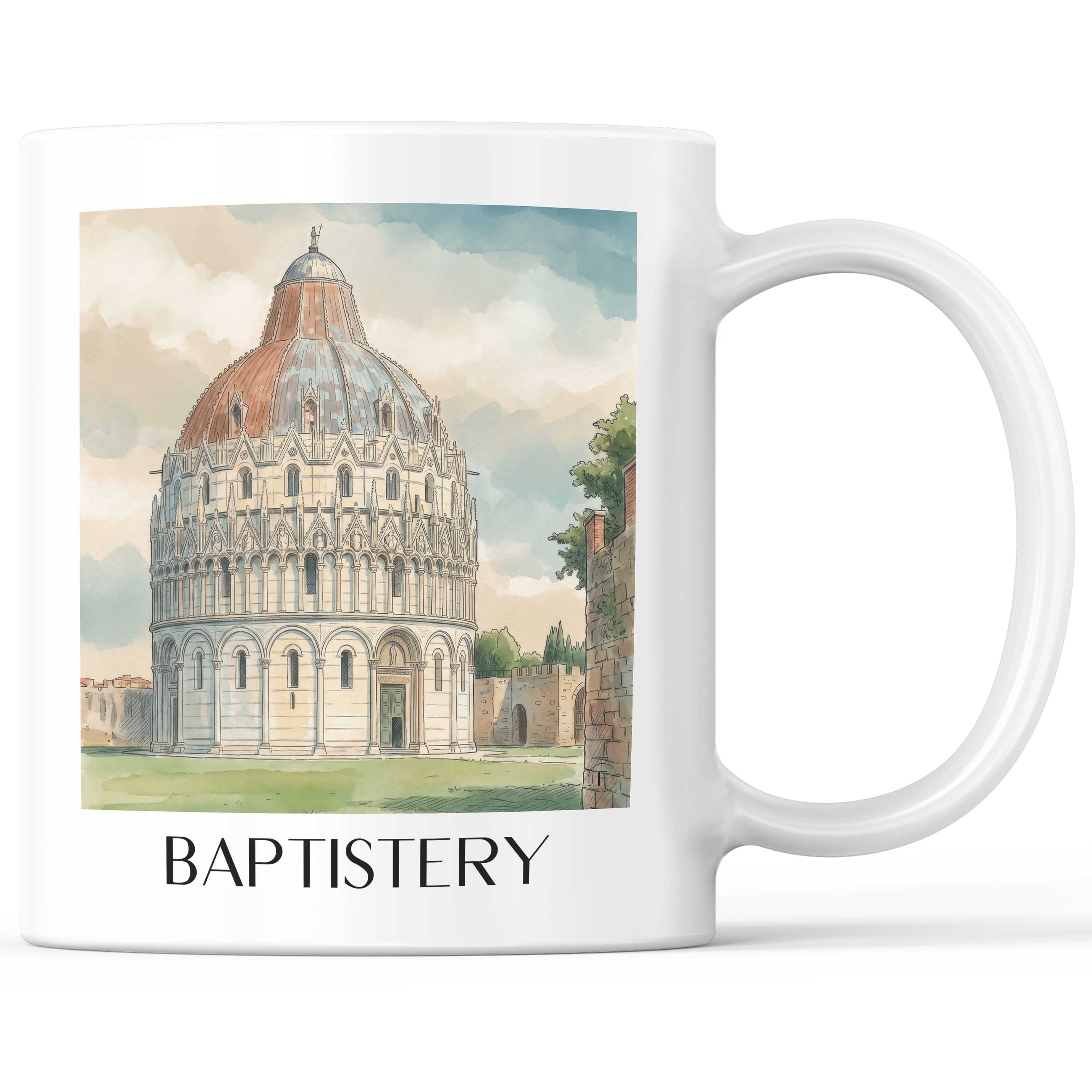 Baptisterium Kaffeebecher - Pisa - Italien Becher - Kaffeetasse im Aquarell Stil - favplace