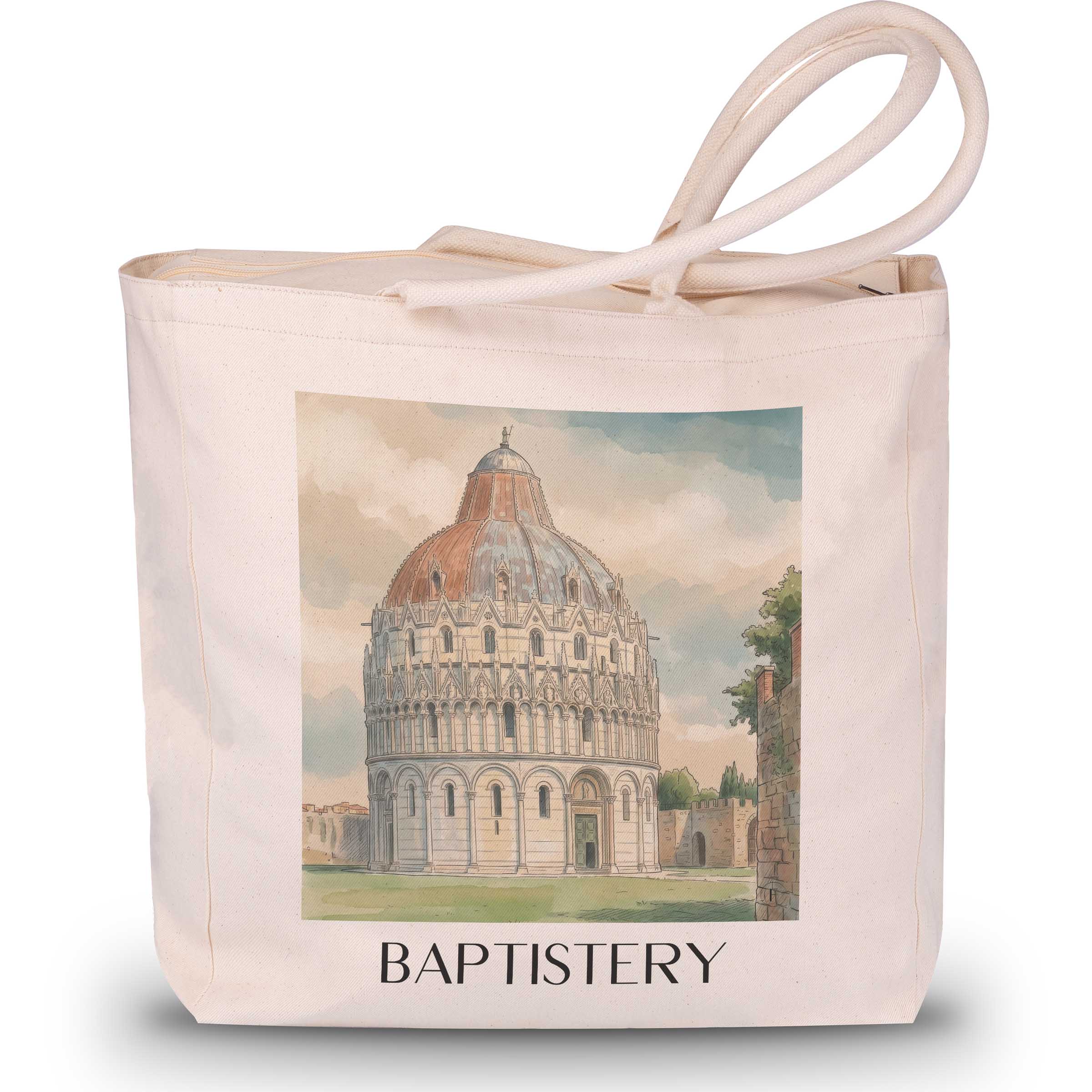 Baptisterium Shopping Tasche - Pisa - Italien Tote Bag - Einkaufstasche im Aquarell Stil - favplace