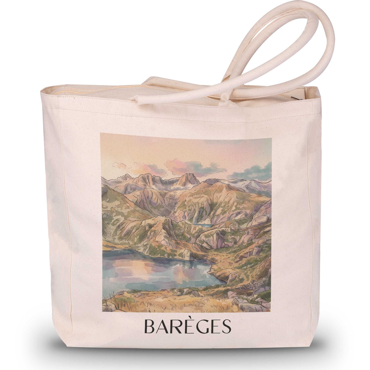 barèges-vallée-du-bastan-frankreich-einkaufstasche-aquarell