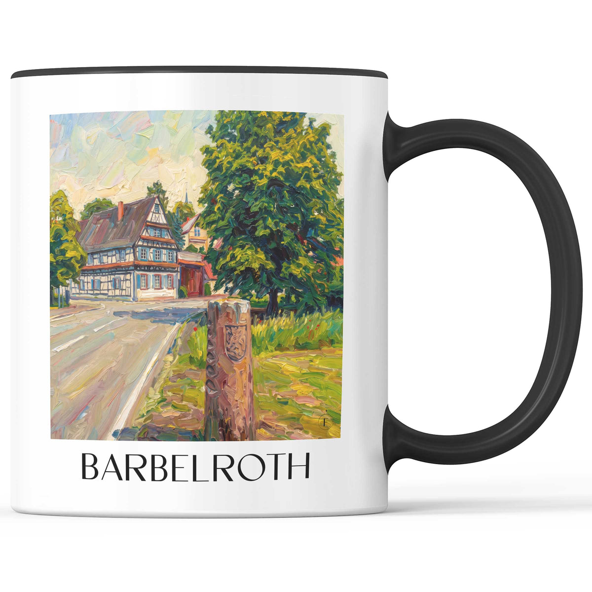 Barbelroth Kaffeebecher - Südpfalz - Deutschland Becher - Kaffeetasse im Ölgemälde Stil - favplace