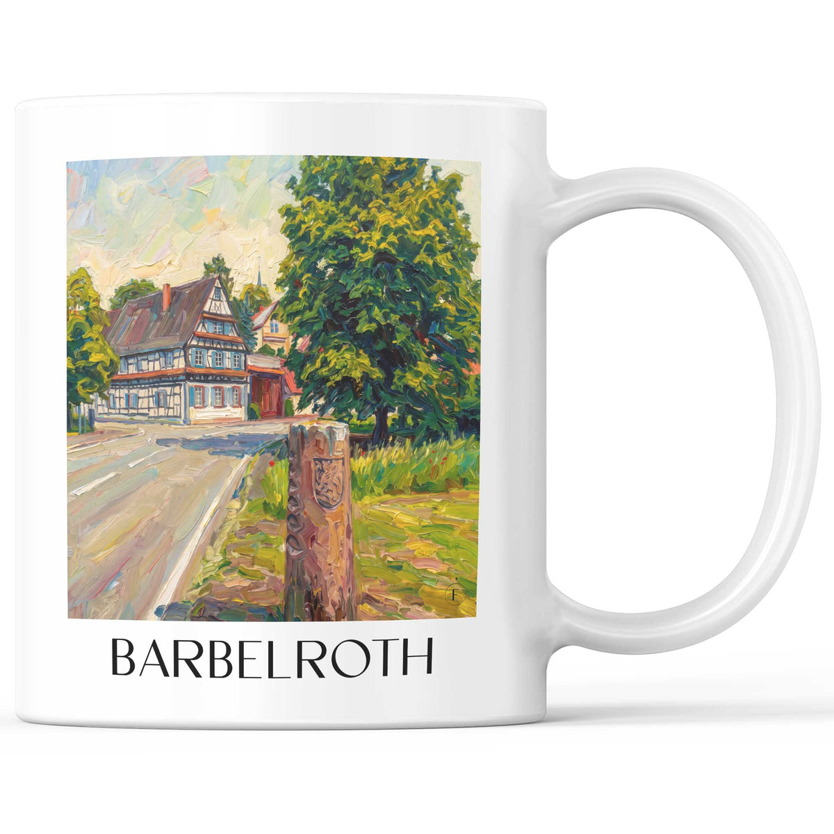Barbelroth Kaffeebecher - Südpfalz - Deutschland Becher - Kaffeetasse im Ölgemälde Stil - favplace