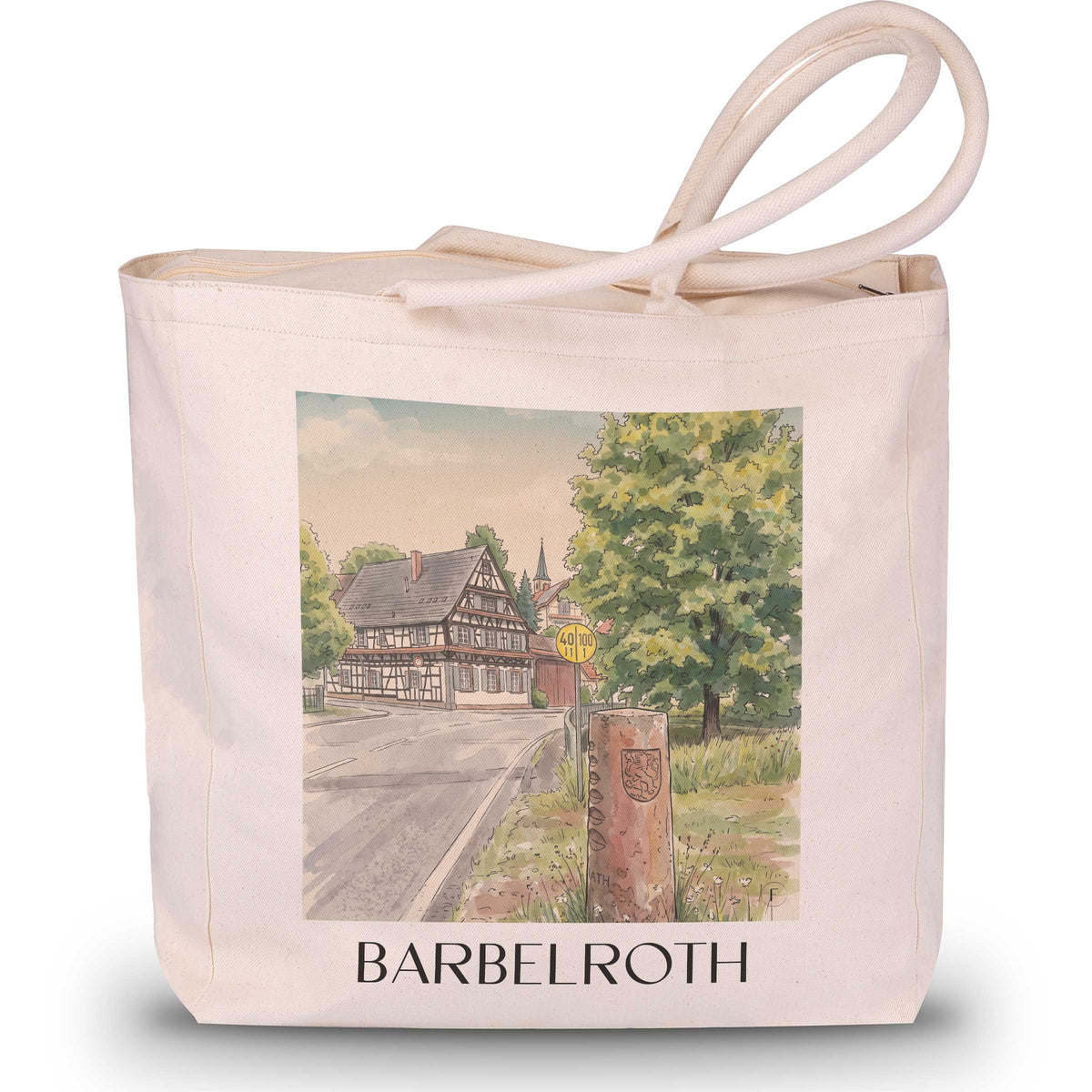 Barbelroth Shopping Tasche - Südpfalz - Deutschland Tote Bag - Einkaufstasche im Aquarell Stil - favplace