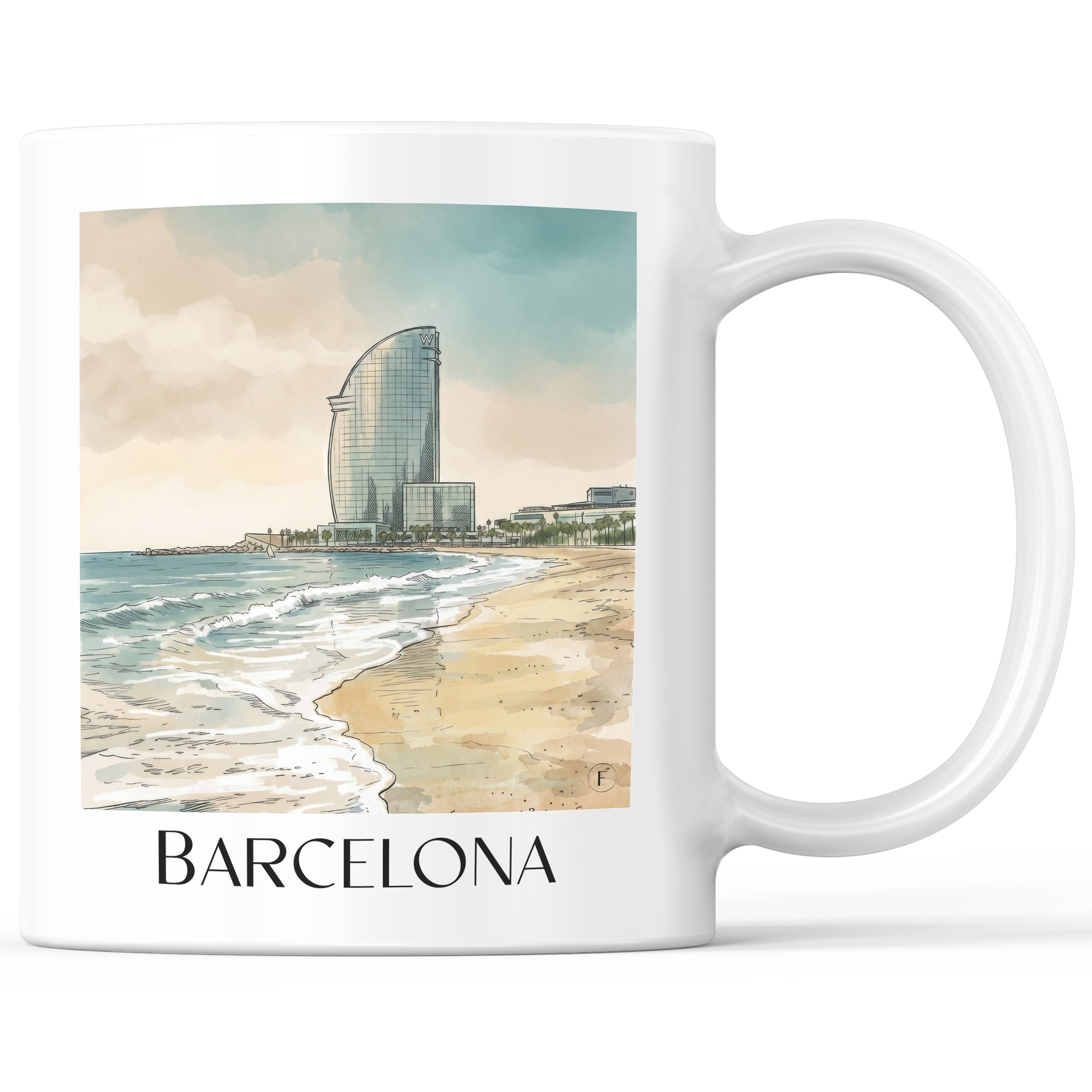 Barcelona Kaffeebecher - Spanien - Spanien Becher - Kaffeetasse im Aquarell Stil - favplace