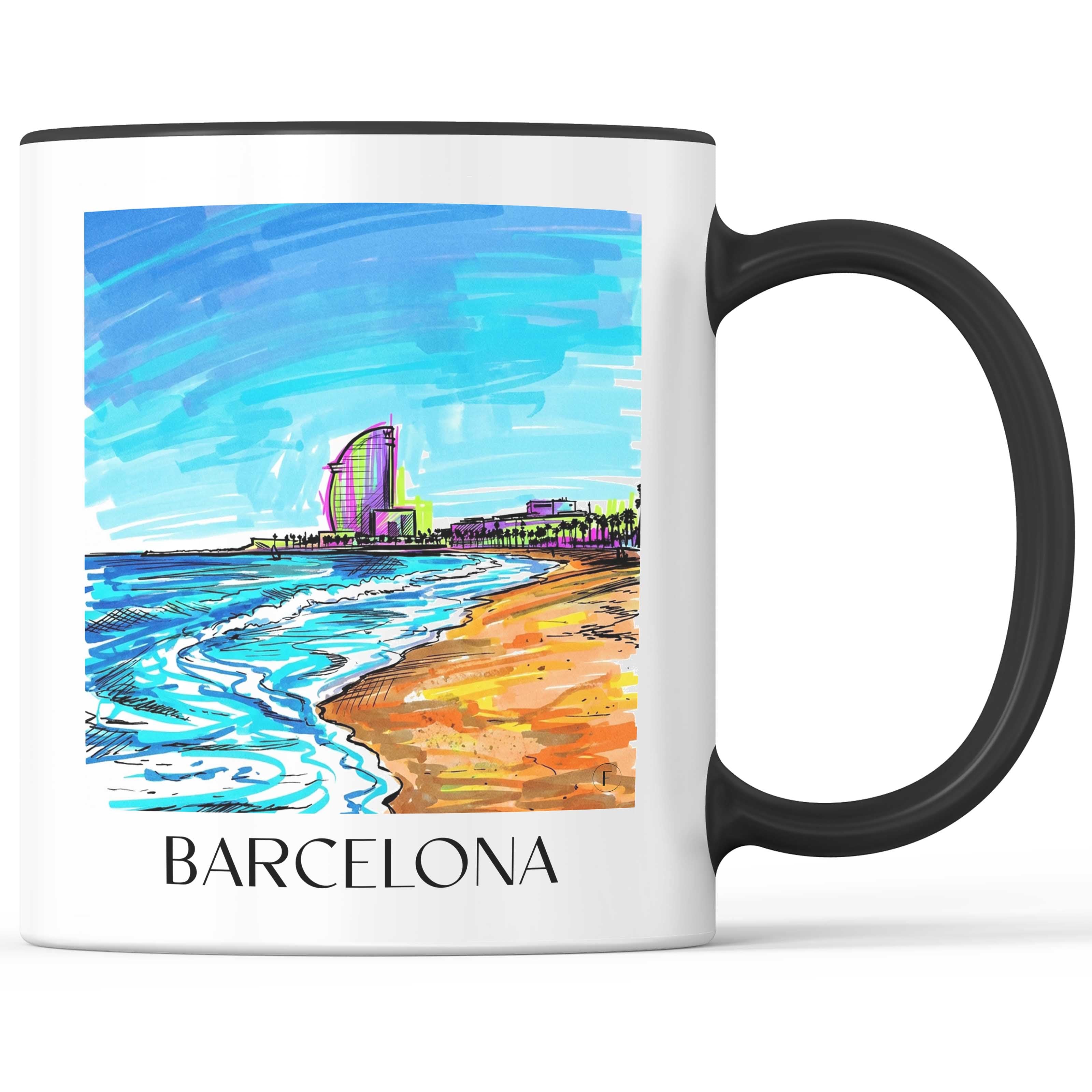 Barcelona Kaffeebecher - Spanien - Spanien Becher - Kaffeetasse im Tag Graffiti Stil - favplace