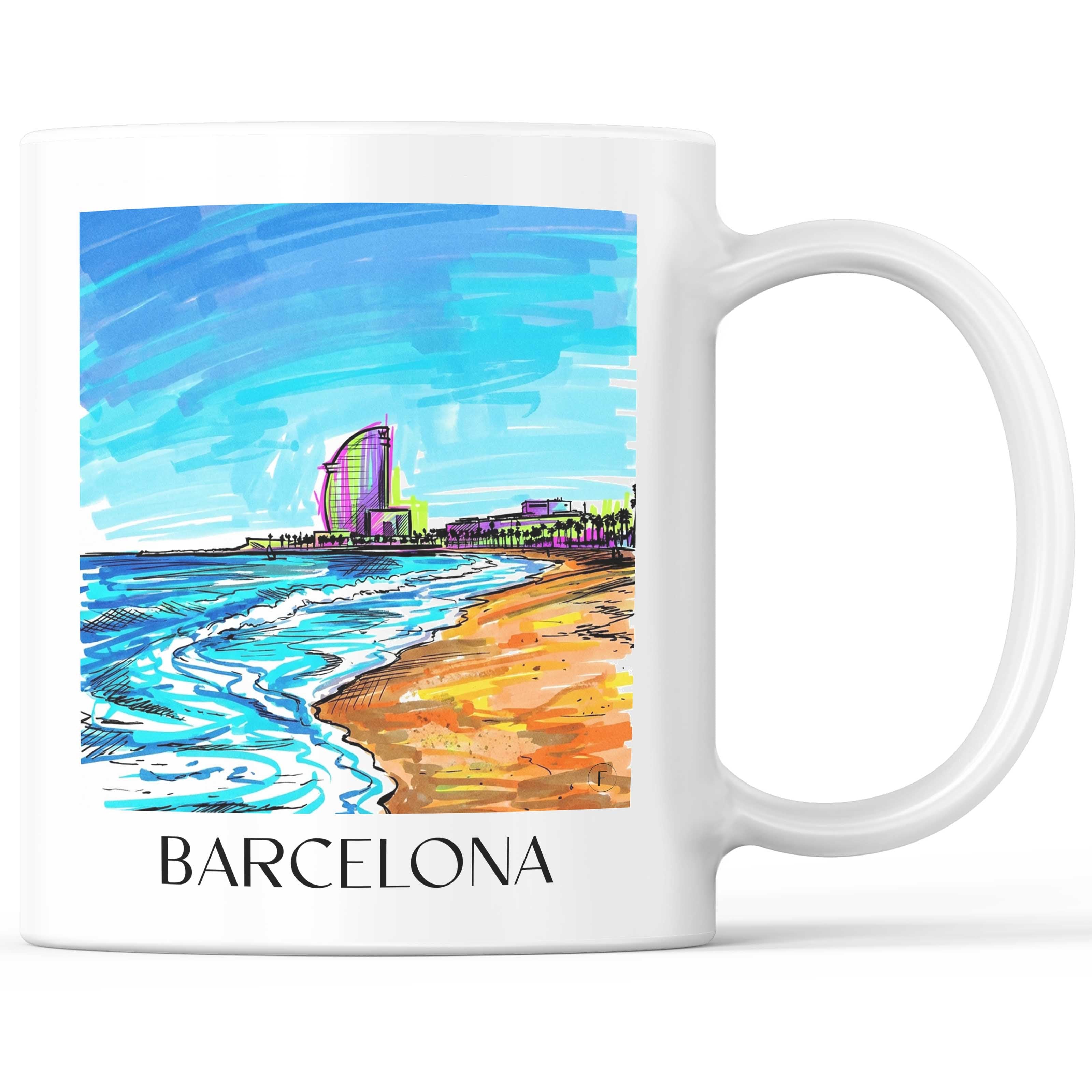 Barcelona Kaffeebecher - Spanien - Spanien Becher - Kaffeetasse im Tag Graffiti Stil - favplace