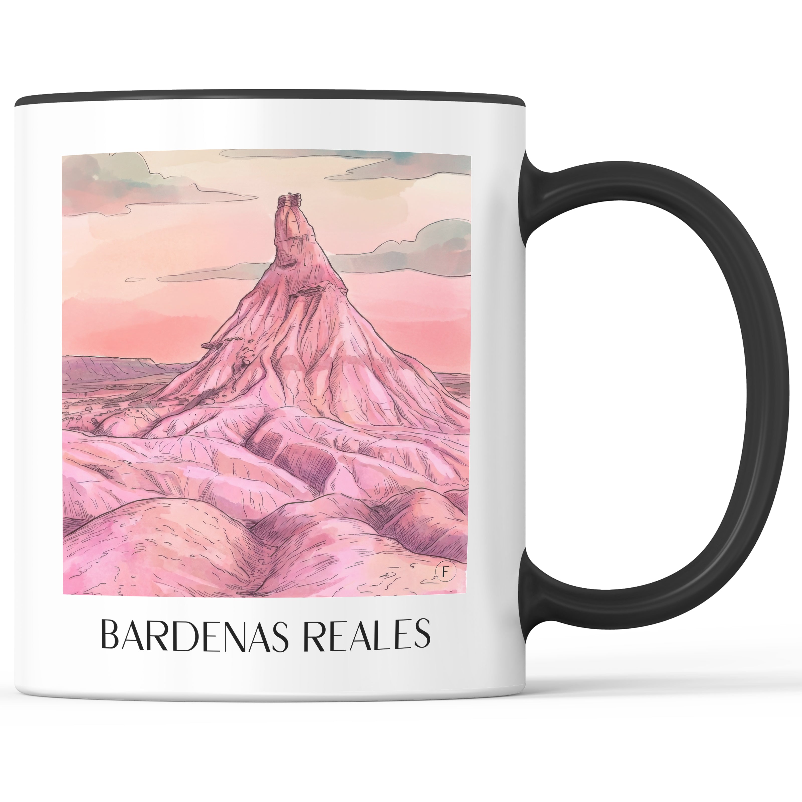 bardenas-reales-spanien-spanien-kaffeebecher-aquarell-pink-rosa