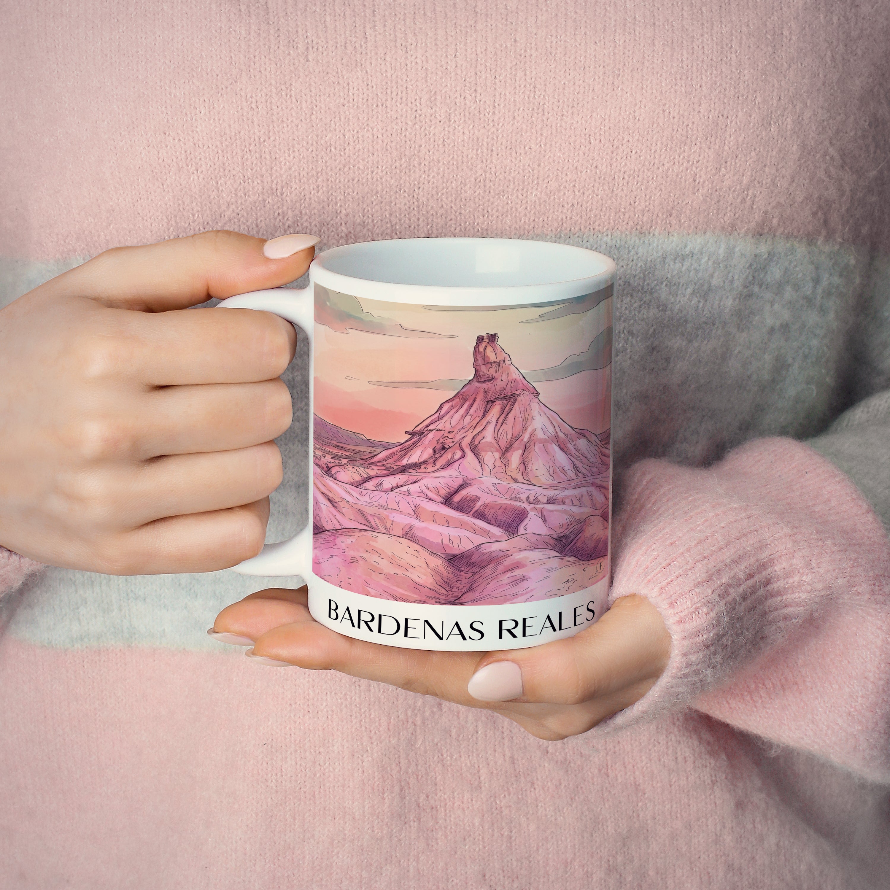 bardenas-reales-spanien-spanien-kaffeebecher-aquarell-pink-rosa