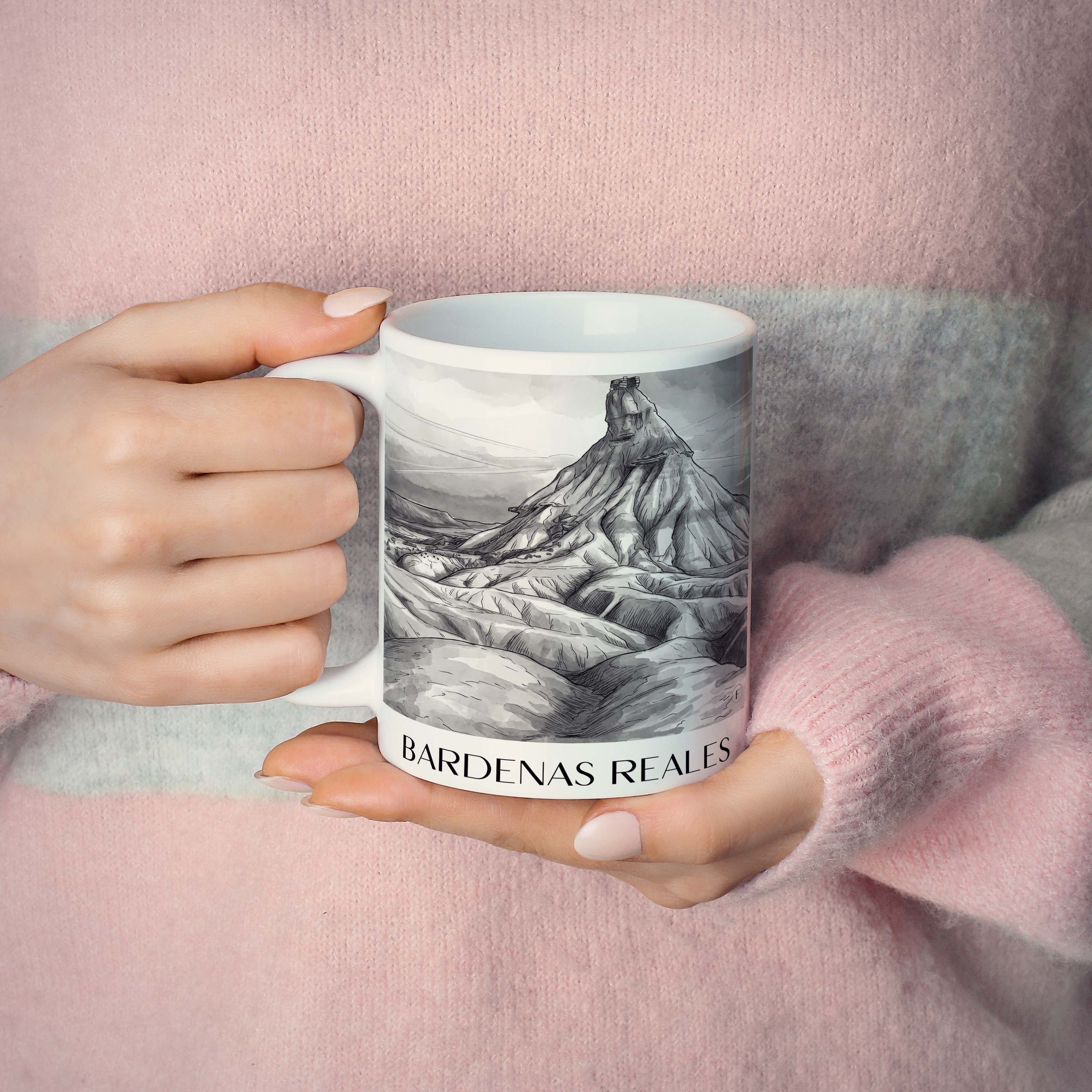 bardenas-reales-spanien-spanien-kaffeebecher-aquarell-schwarz-weiss