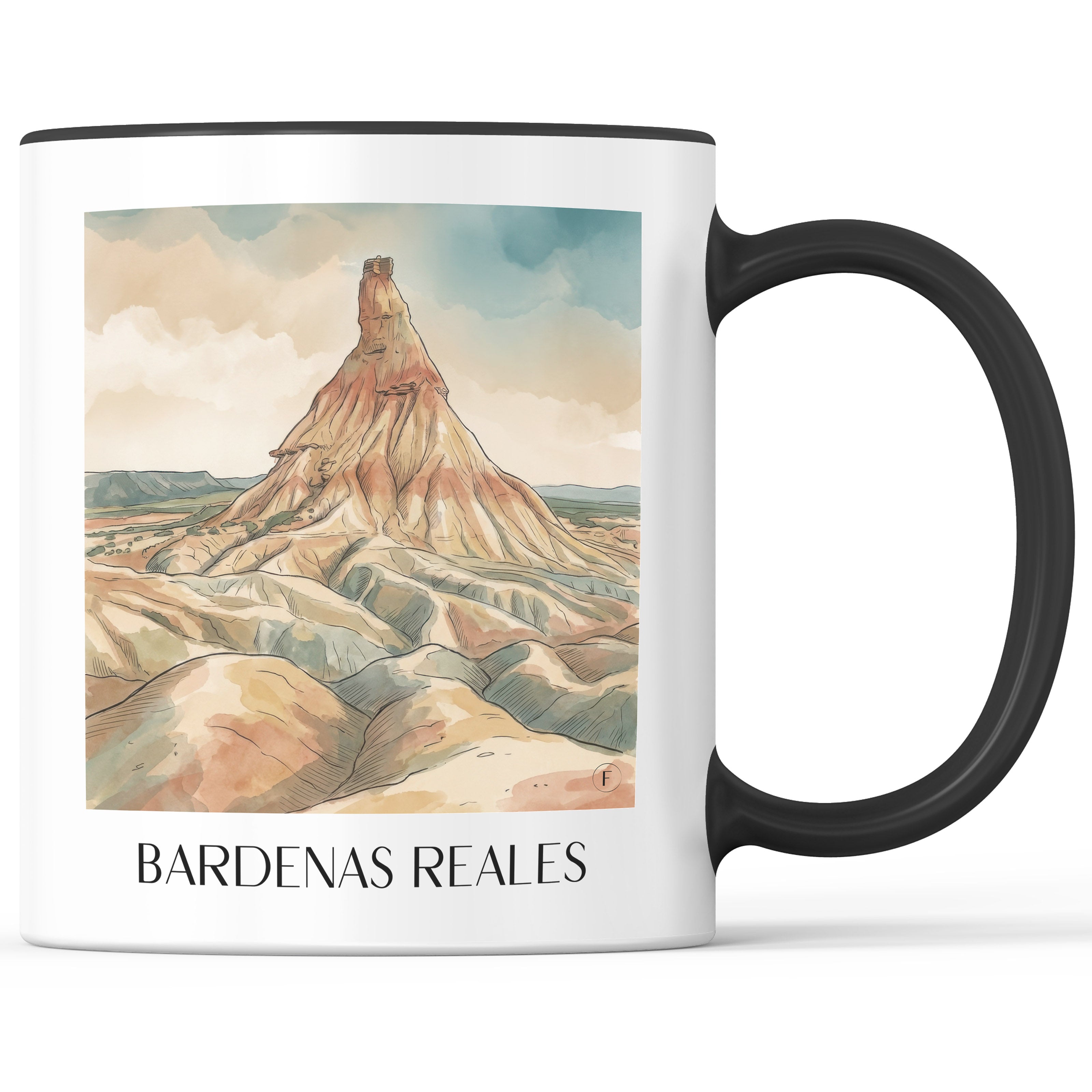 bardenas-reales-spanien-spanien-kaffeebecher-aquarell