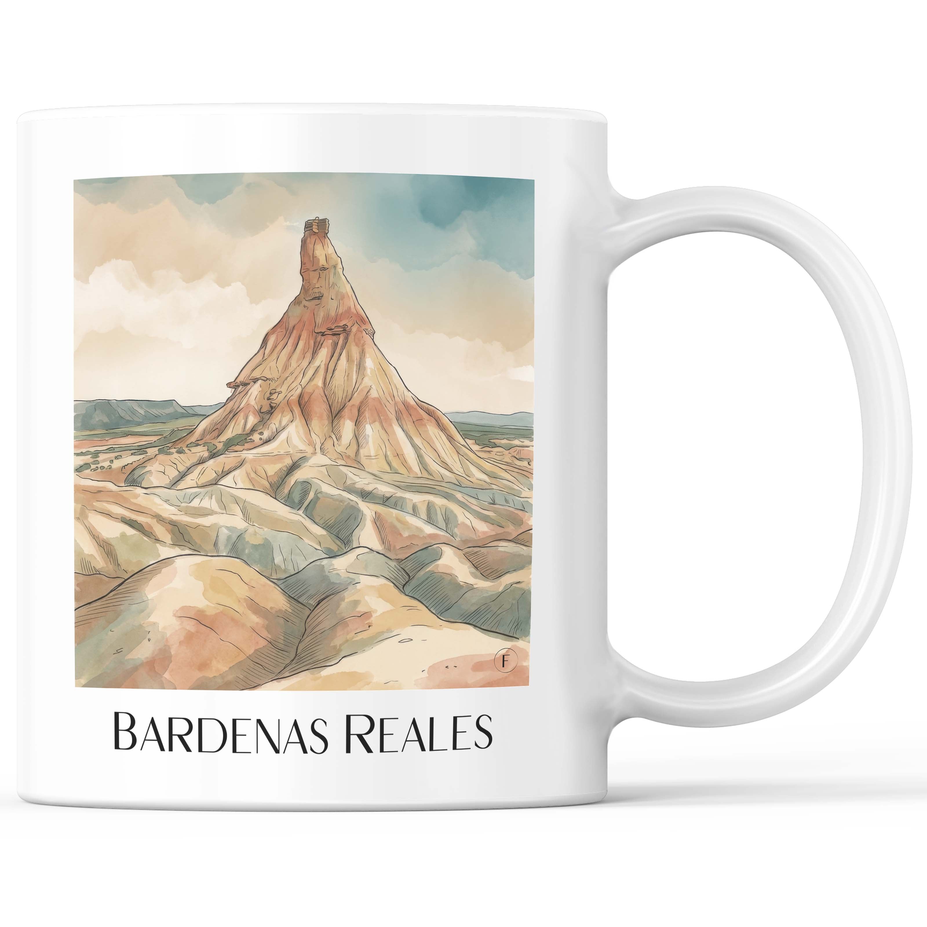 Bardenas Reales Kaffeebecher - Spanien - Spanien Becher - Kaffeetasse im Aquarell Stil - favplace