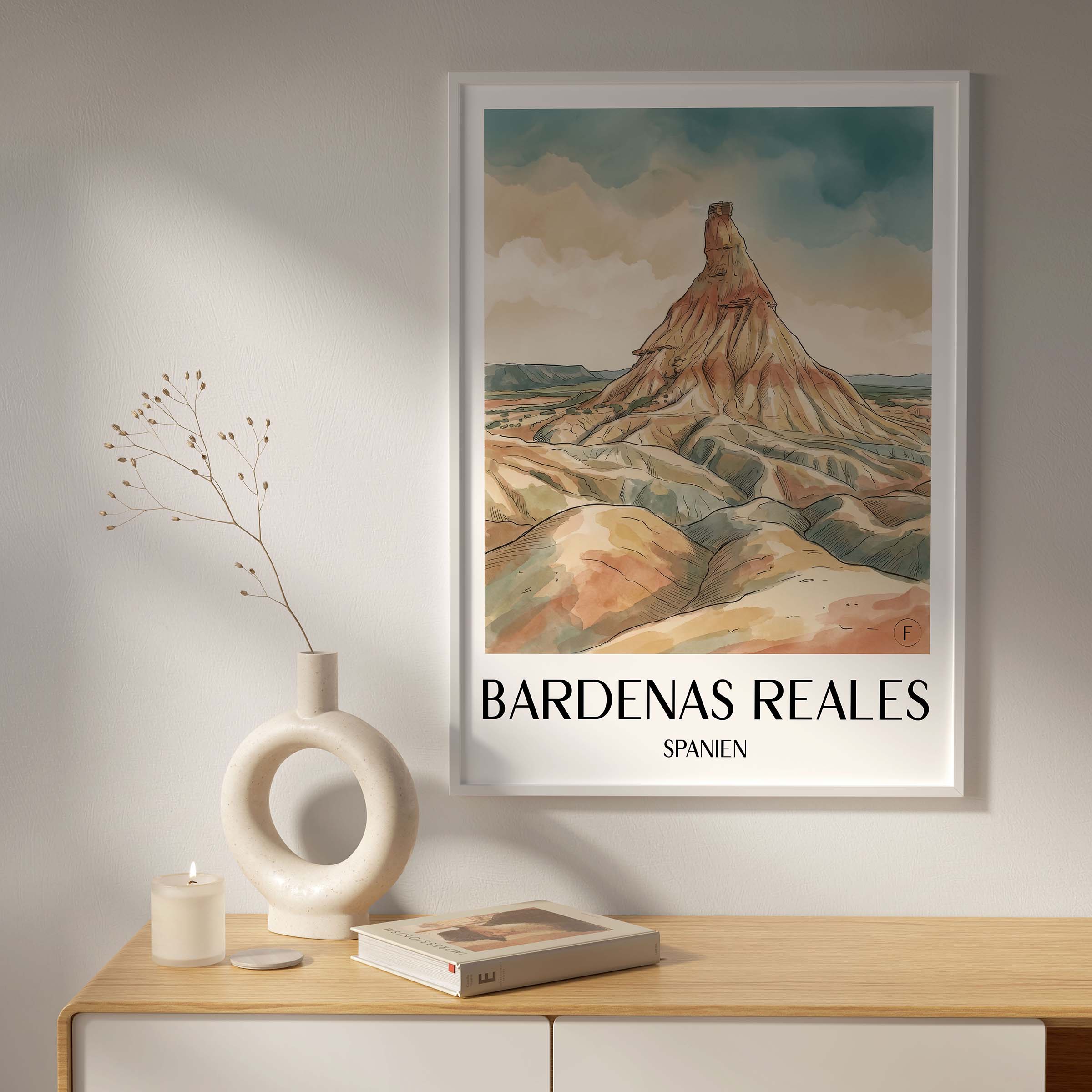 bardenas-reales-spanien-spanien-poster-aquarell