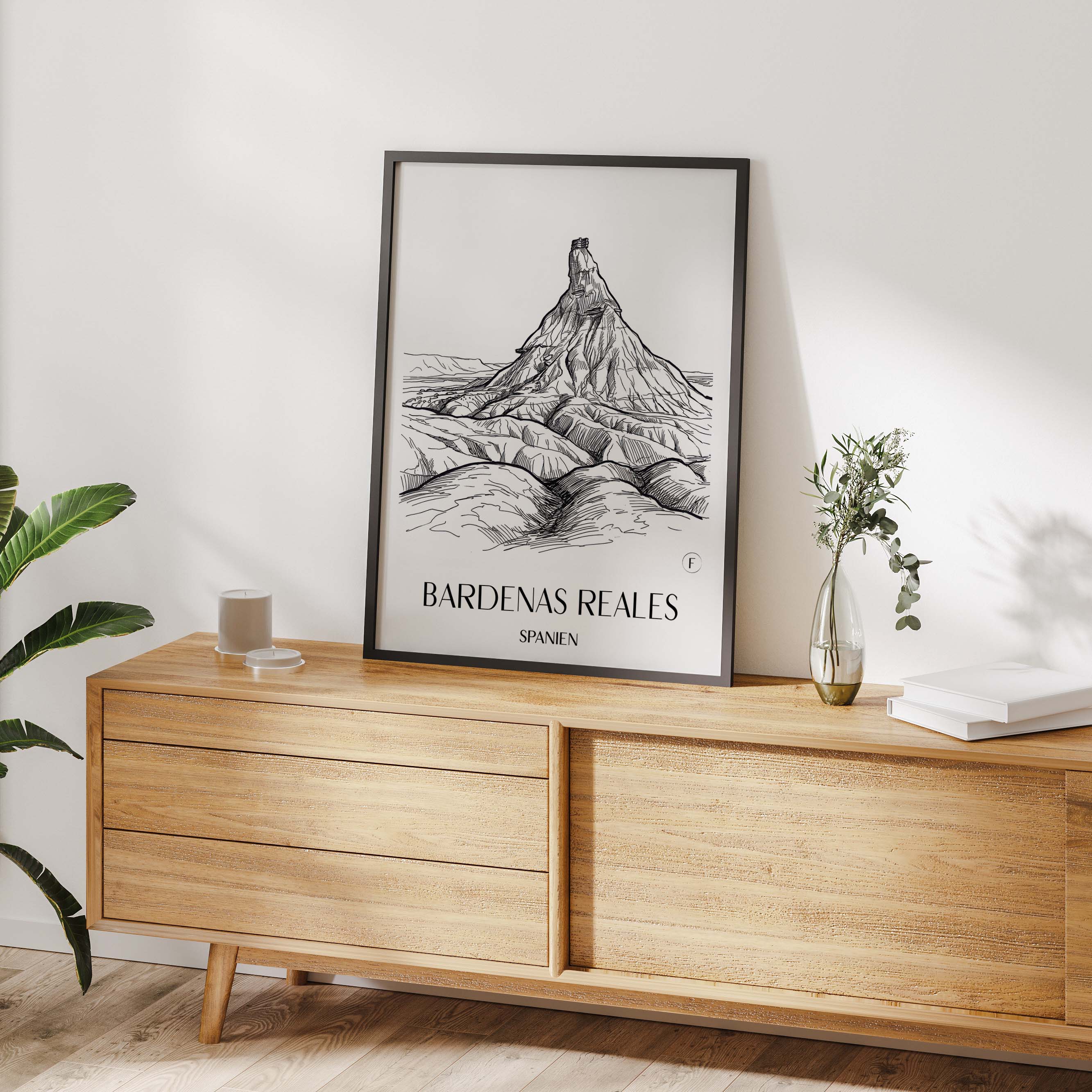 bardenas-reales-spanien-spanien-poster-skizze