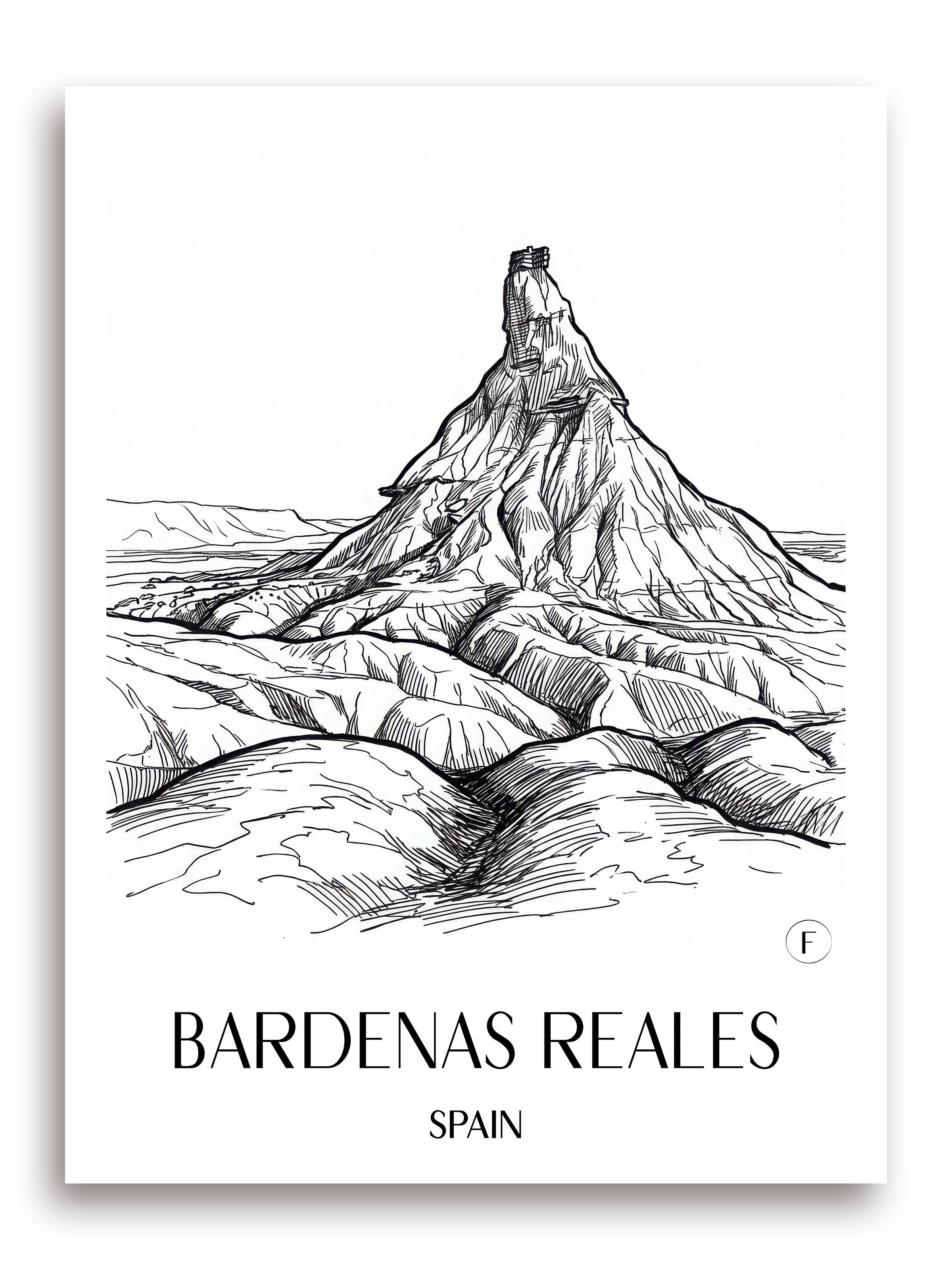 Bardenas Reales Poster - Spanien - Spanien Kunstdruck - Skizze von A4 bis A1 - favplace