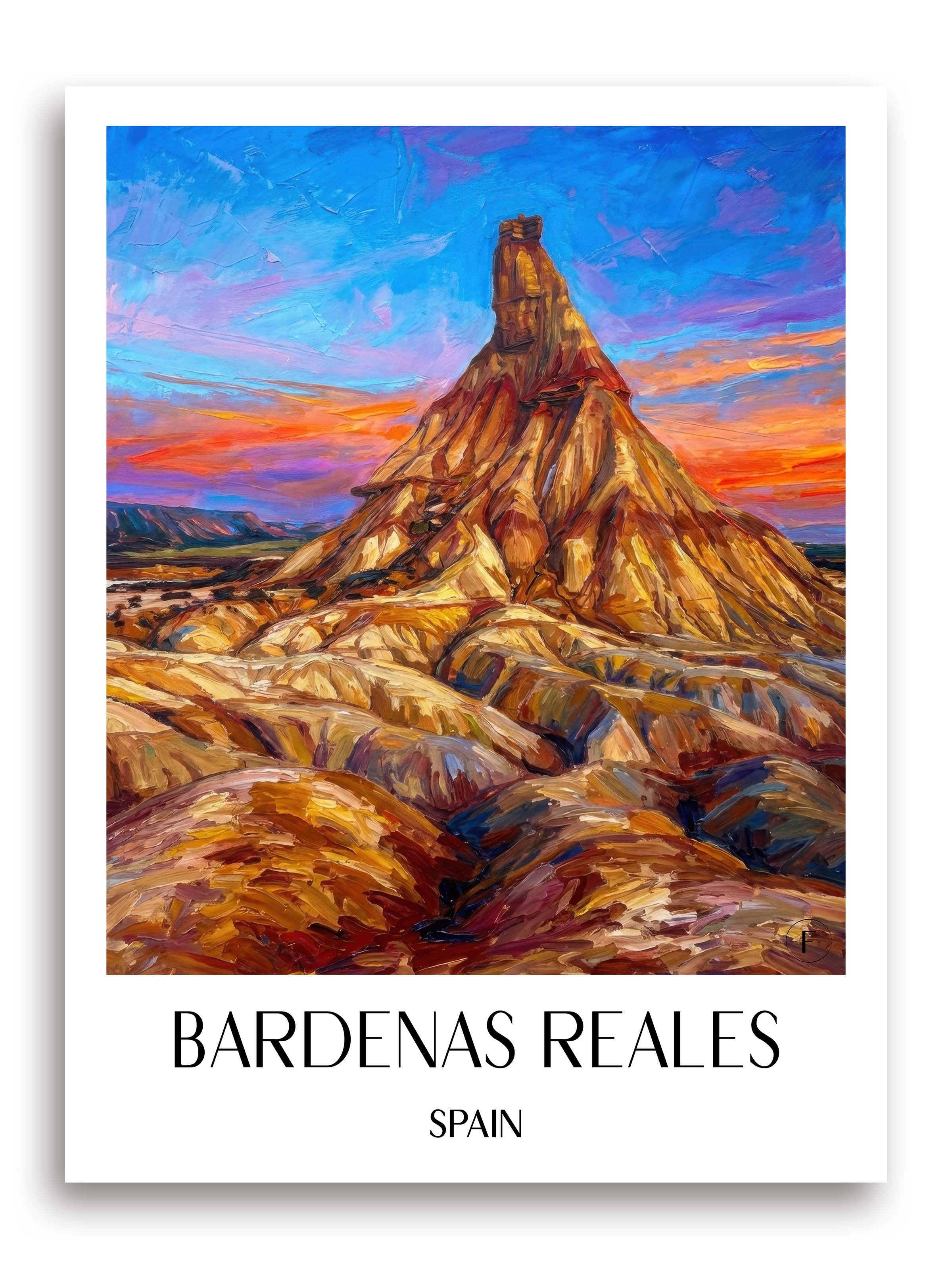 Bardenas Reales Poster - Spanien - Spanien Kunstdruck - Ölgemälde von A4 bis A1 - favplace