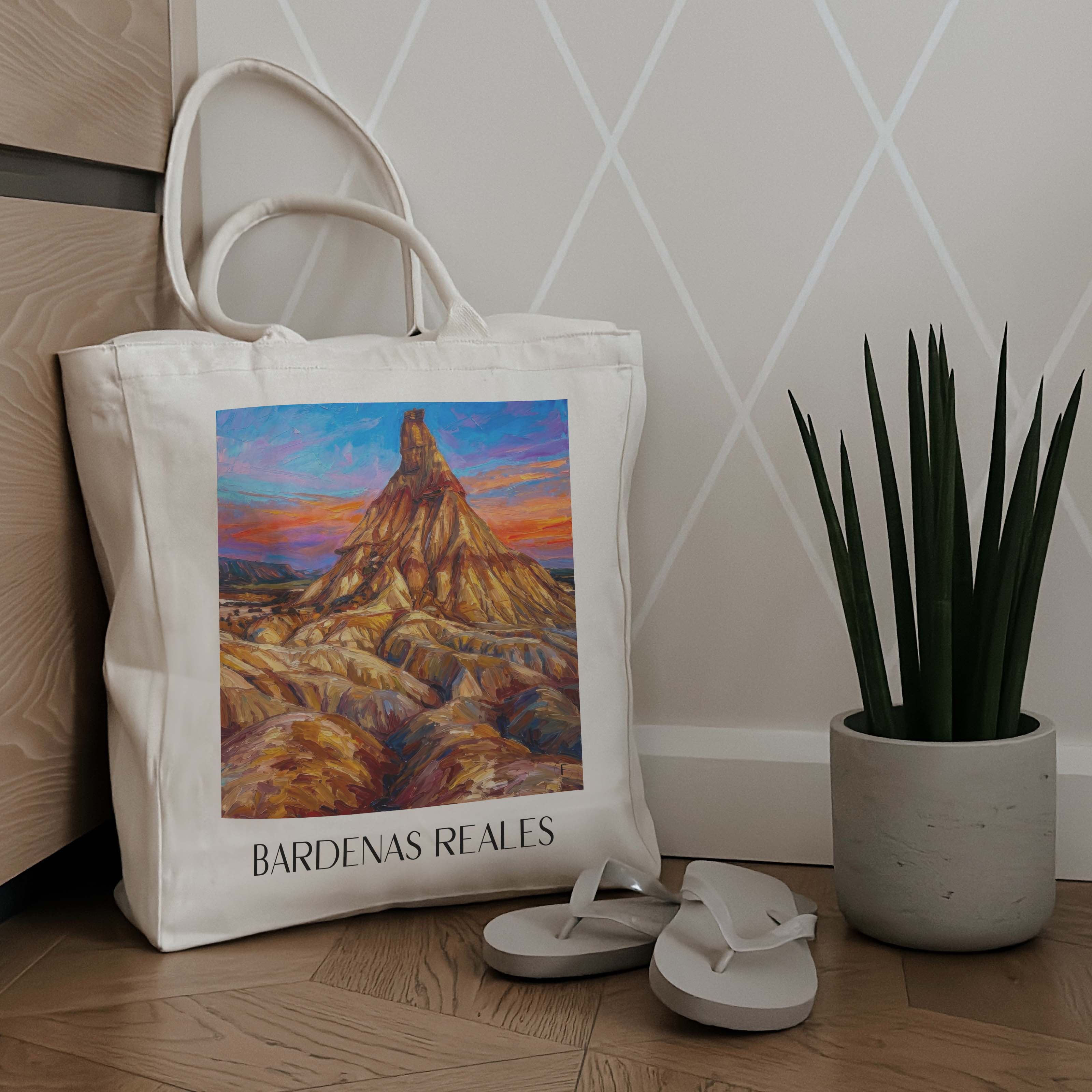 bardenas-reales-spanien-spanien-einkaufstasche-oil-painting-oelgemaelde