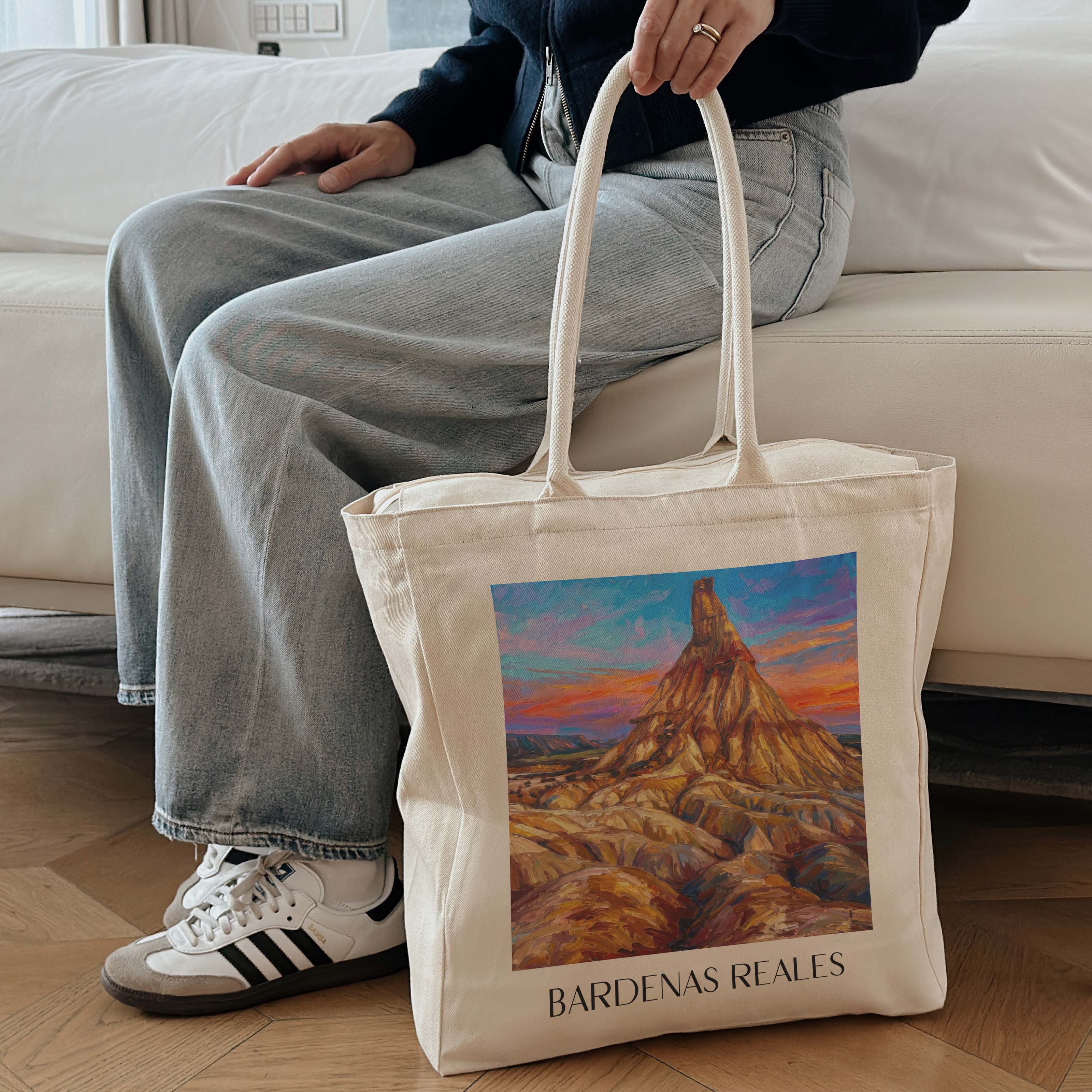 bardenas-reales-spanien-spanien-einkaufstasche-oil-painting-oelgemaelde