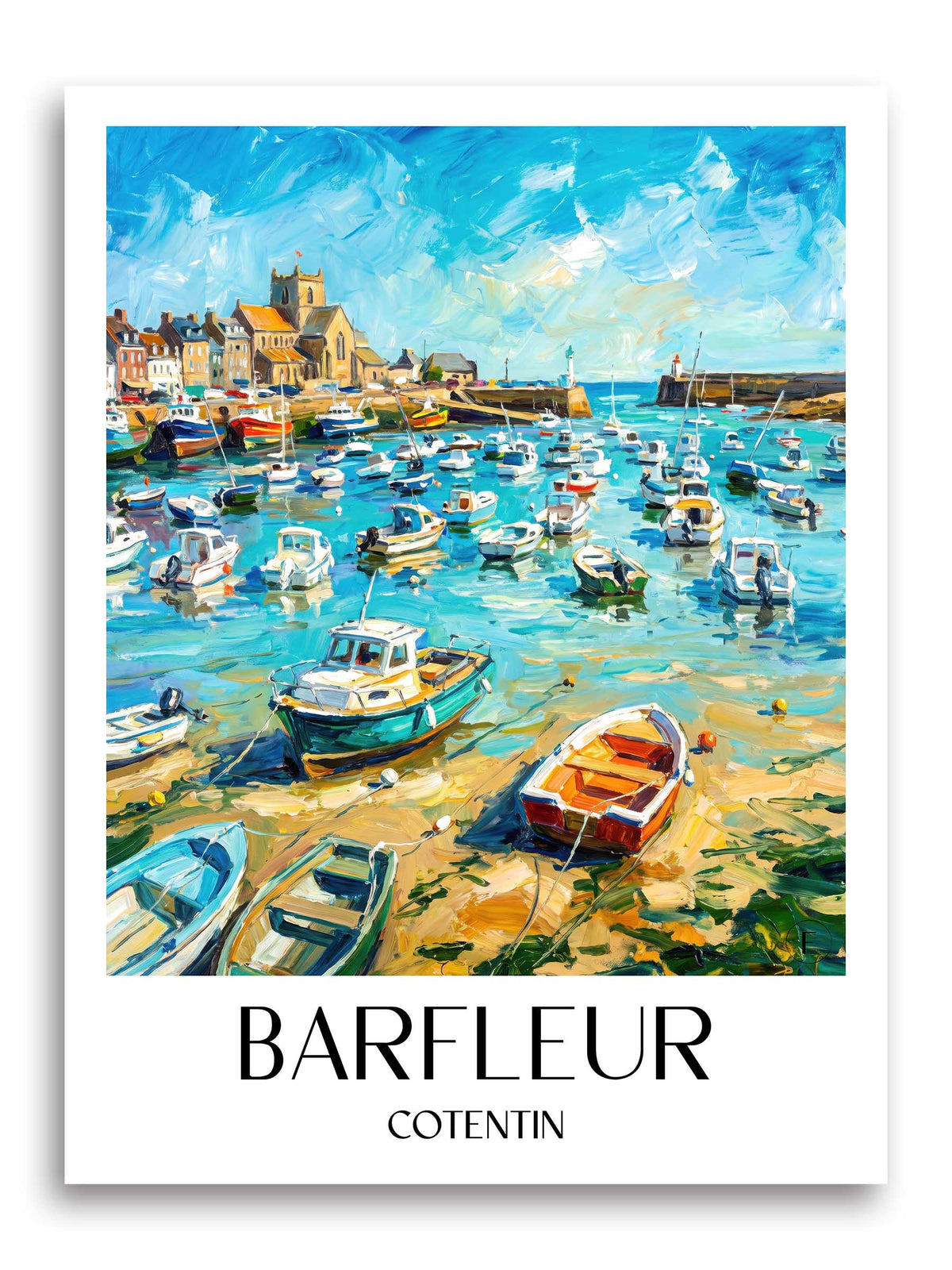 Barfleur Poster - Cotentin - Frankreich Kunstdruck - Ölgemälde von A4 bis A1 - favplace