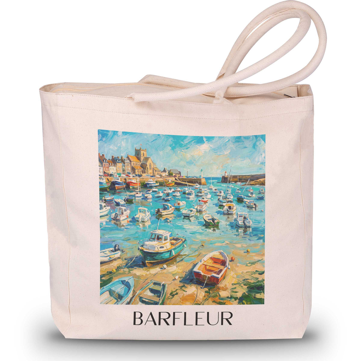 barfleur-cotentin-frankreich-einkaufstasche-oil-painting-oelgemaelde