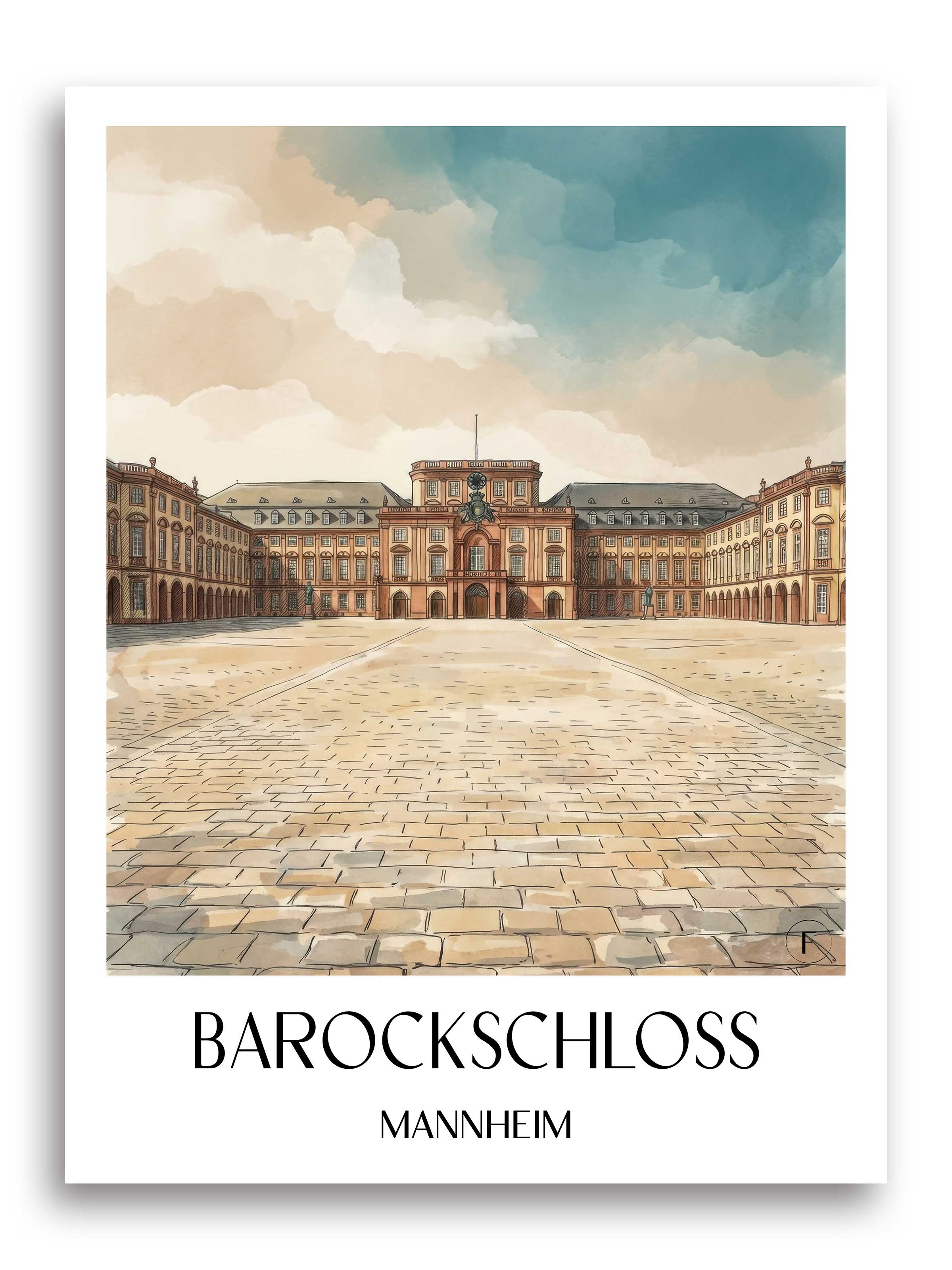 barockschloss-mannheim-deutschland-poster-aquarell