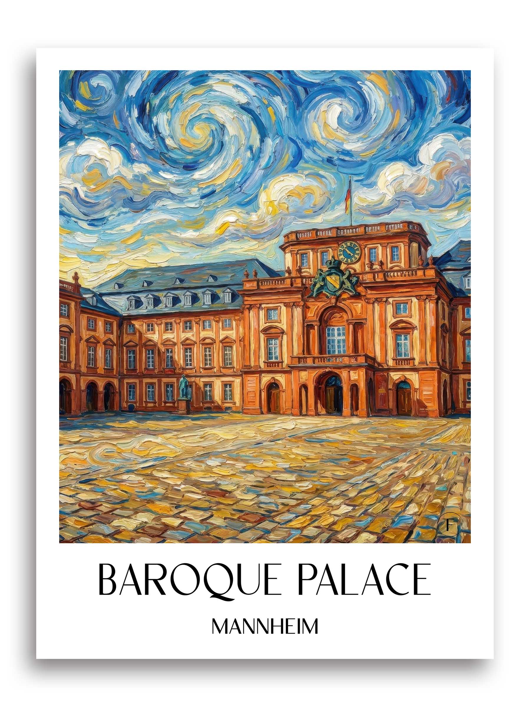 Barockschloss Poster - Mannheim - Deutschland Kunstdruck - Ölgemälde von A4 bis A1 - favplace