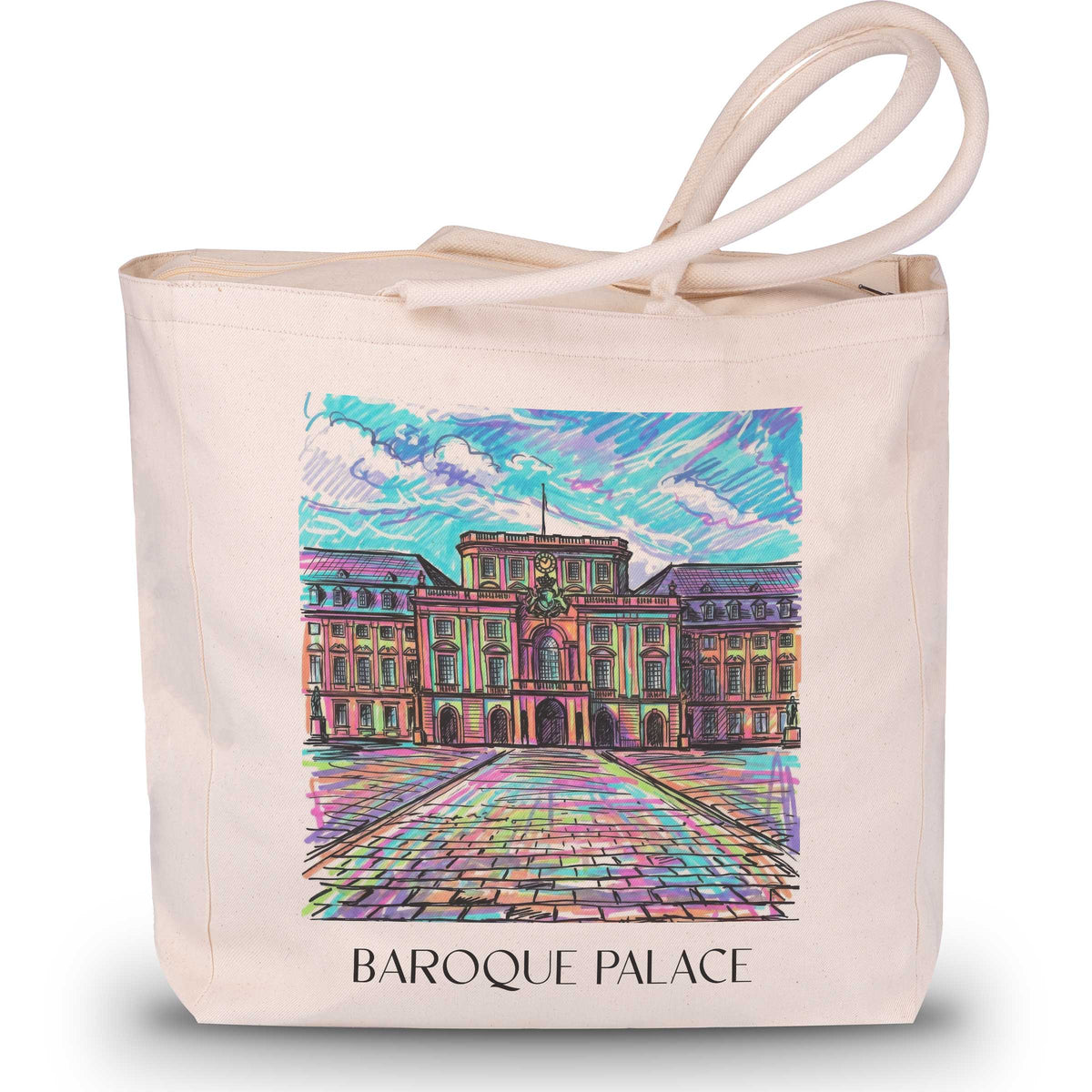 Barockschloss Shopping Tasche - Mannheim - Deutschland Tote Bag - Einkaufstasche im Tag Graffiti Stil - favplace