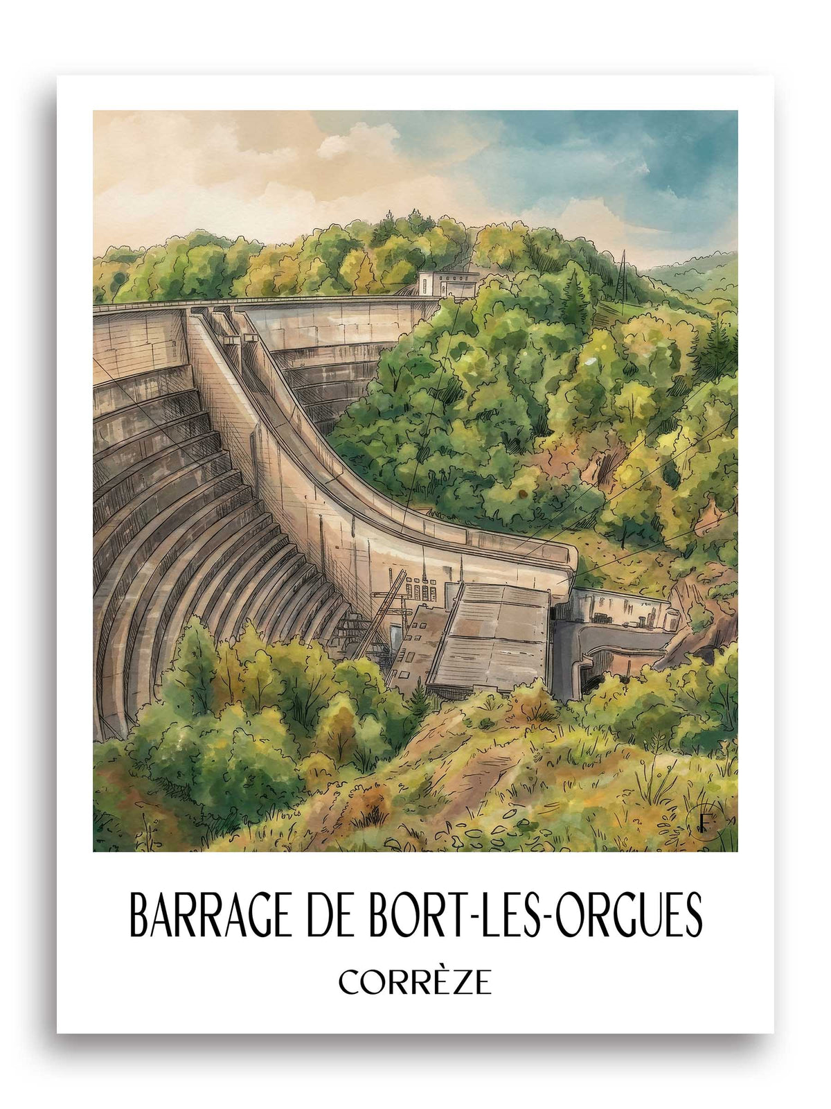 barrage-de-bort-les-orgues-corrèze-frankreich-poster-aquarell