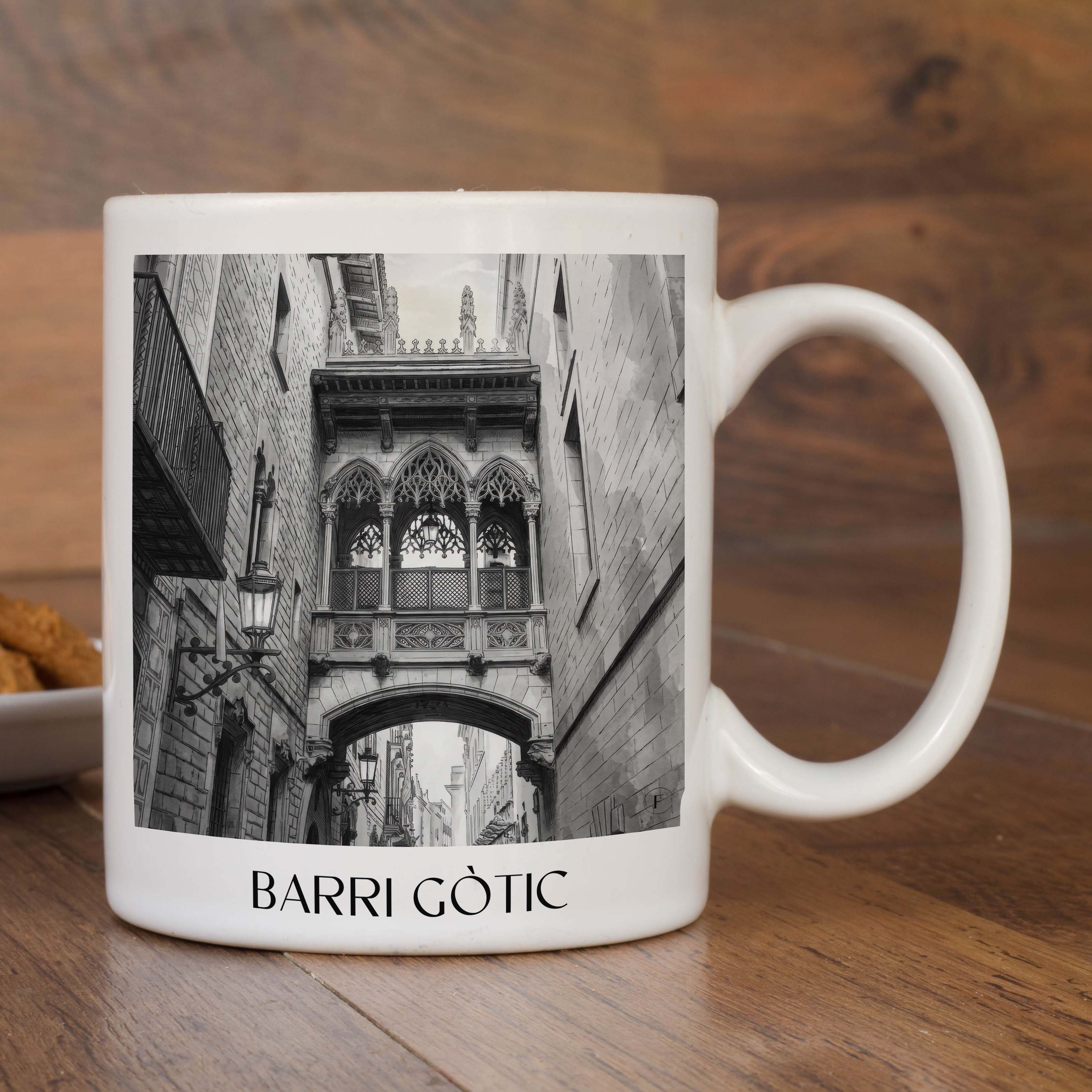 barri-gòtic-barcelona-spanien-kaffeebecher-aquarell-schwarz-weiss