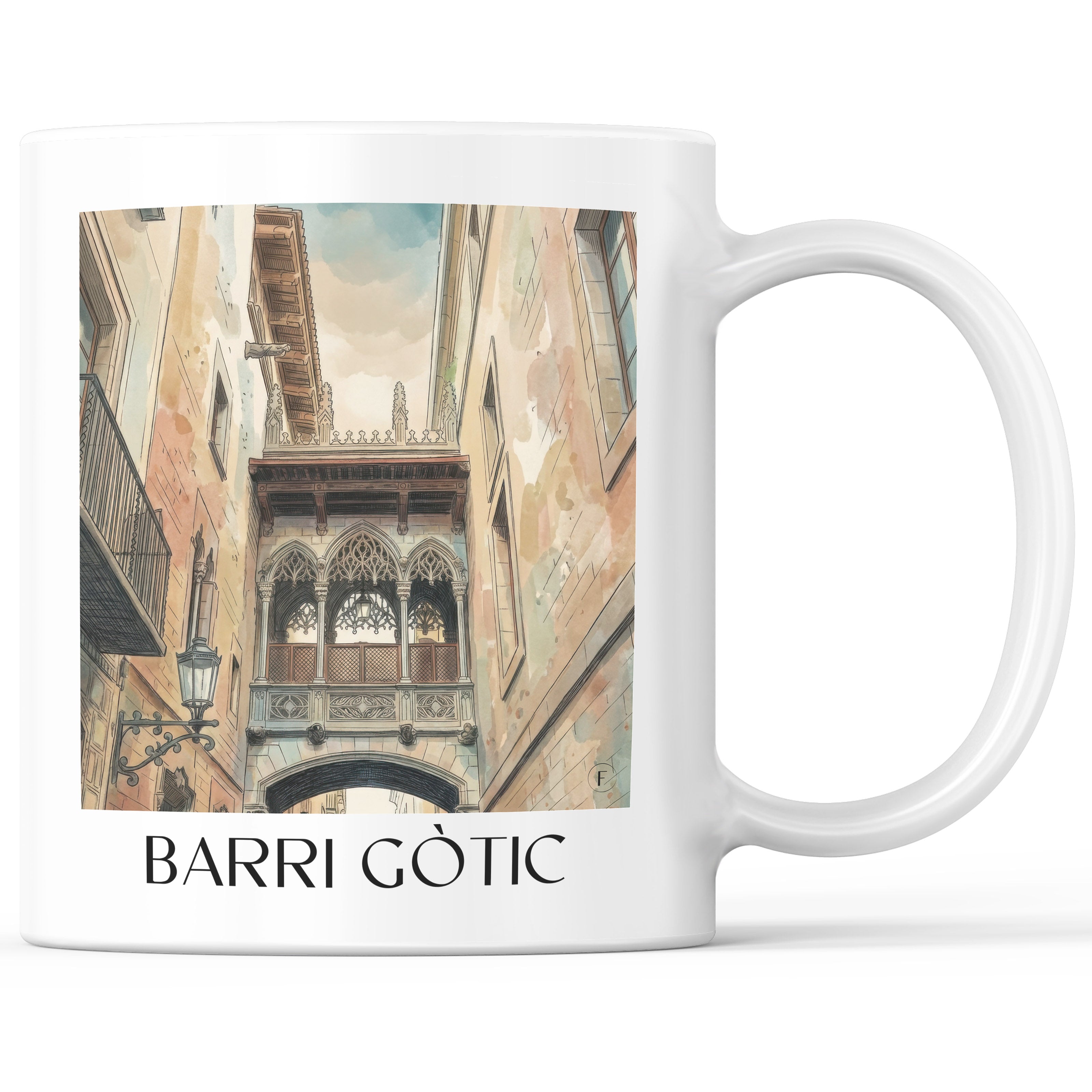 Barri Gòtic Kaffeebecher - Barcelona - Spanien Becher - Kaffeetasse im Aquarell Stil - favplace