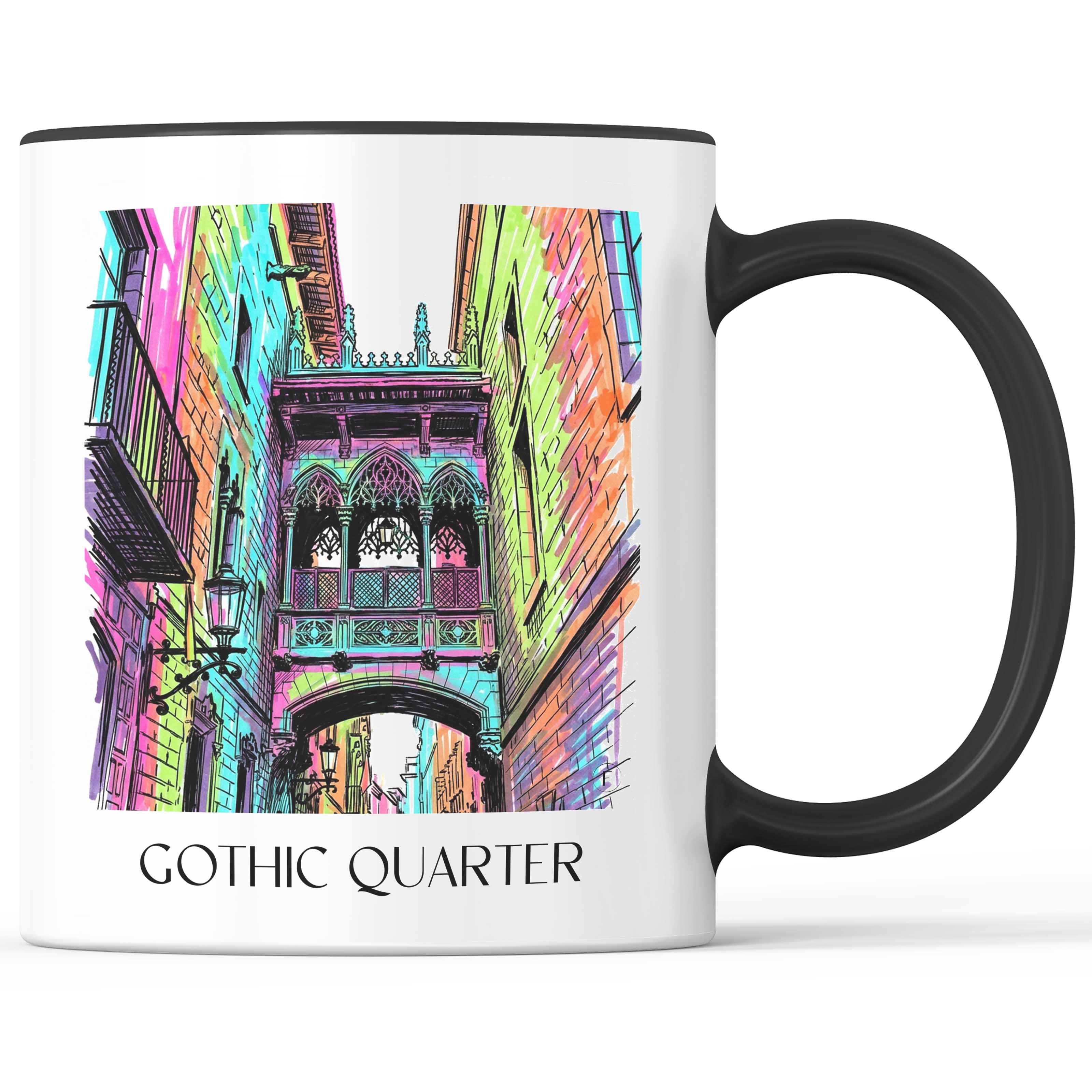 Barri Gòtic Kaffeebecher - Barcelona - Spanien Becher - Kaffeetasse im Tag Graffiti Stil - favplace
