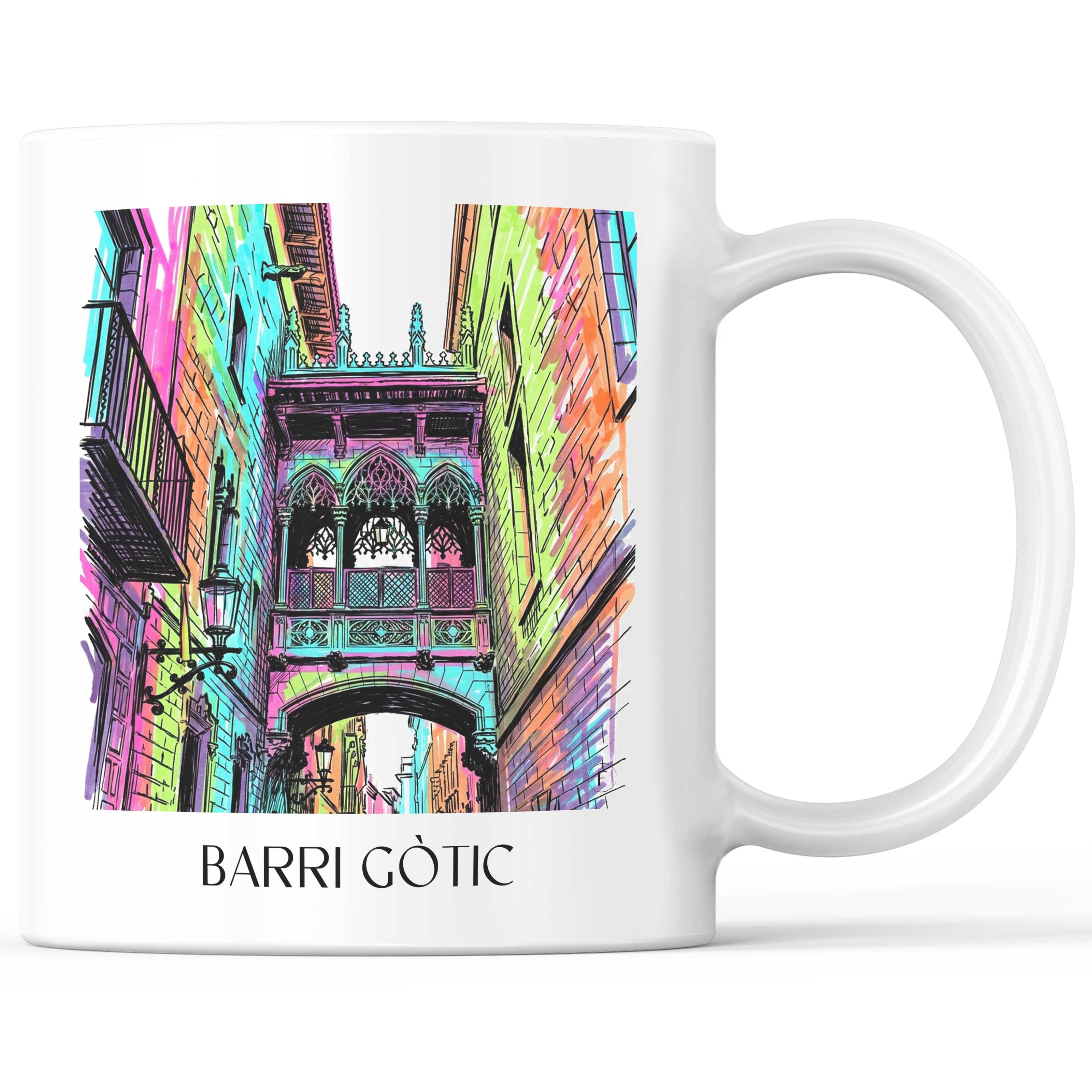Barri Gòtic Kaffeebecher - Barcelona - Spanien Becher - Kaffeetasse im Tag Graffiti Stil - favplace